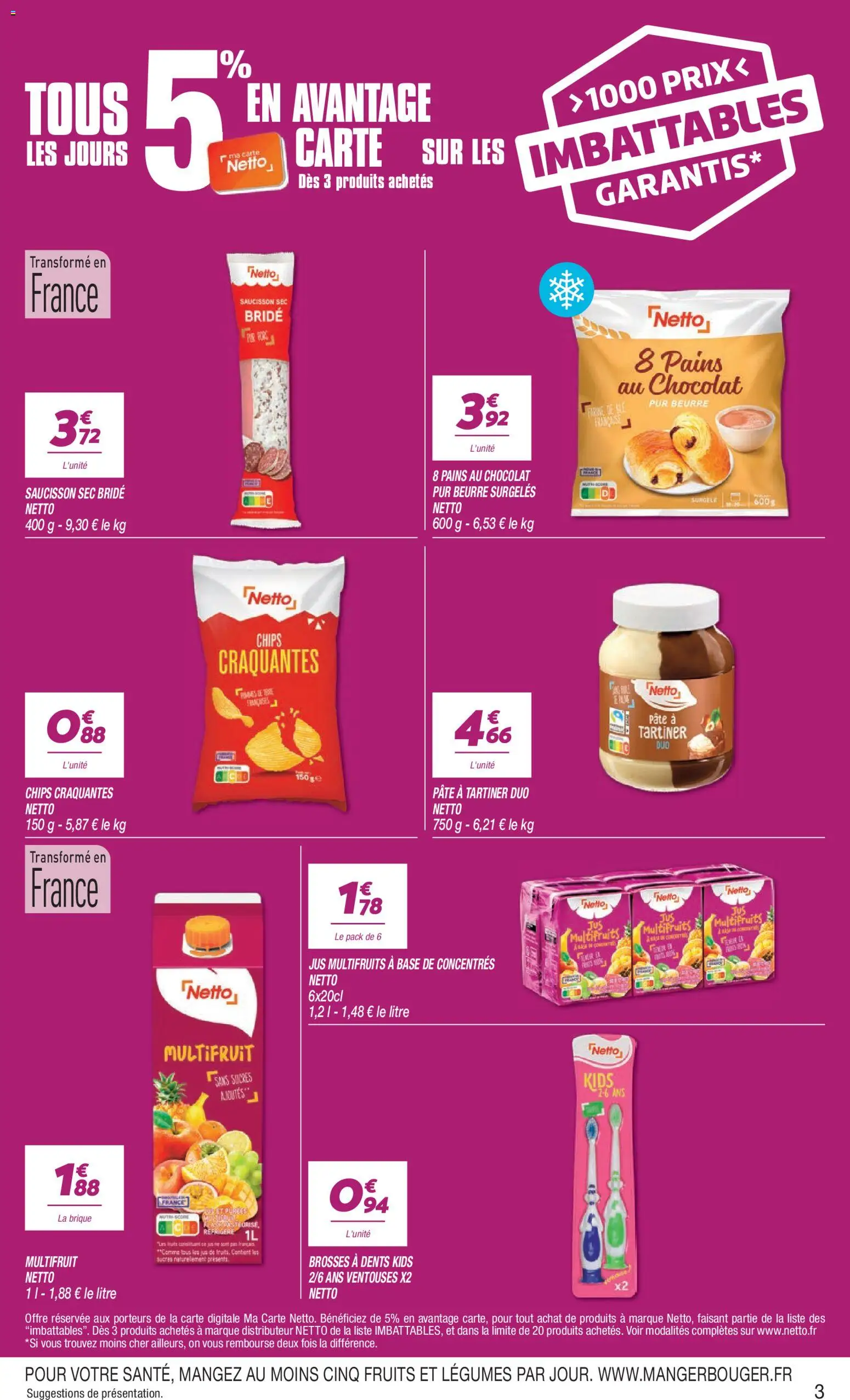 {H1} | Page: 3 | Produits: Pâte à tartiner, Distributeur, Beurre, Chocolat