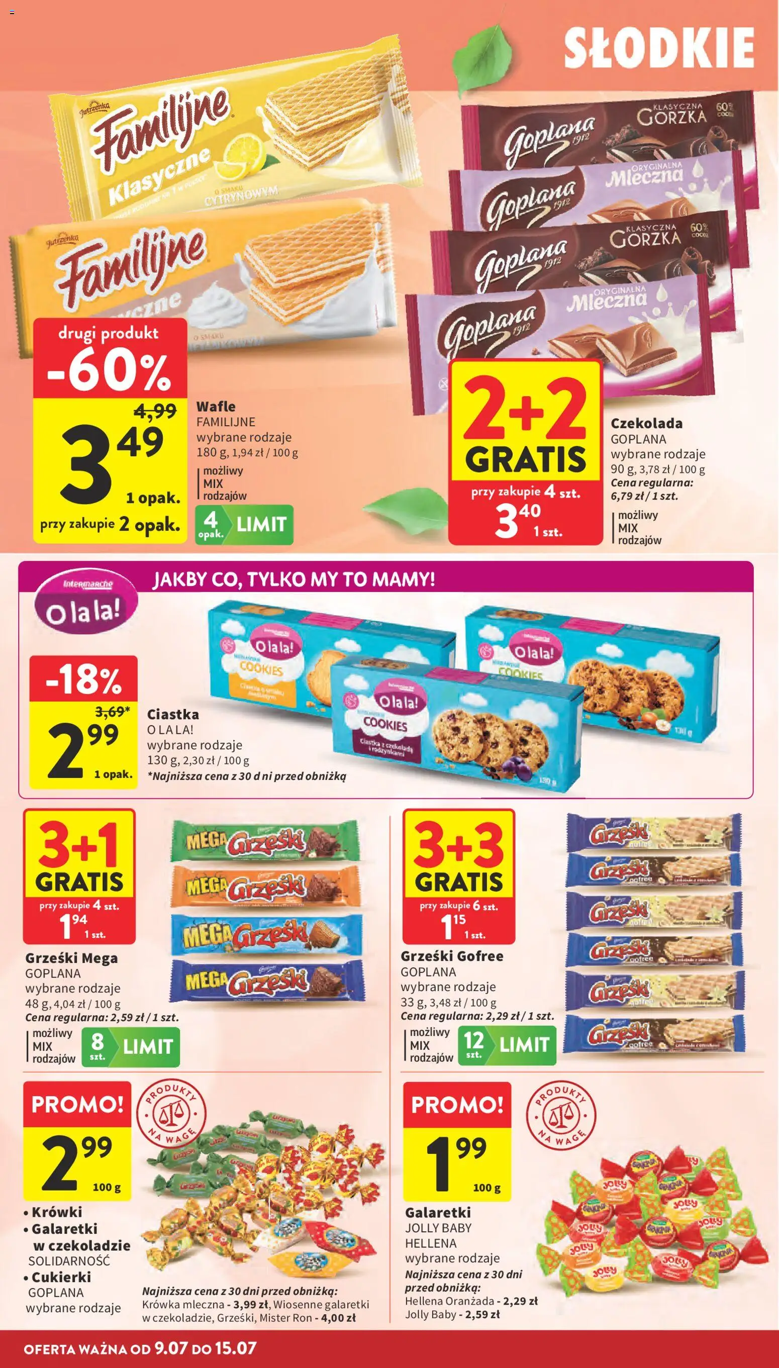 Intermarche gazetka od 09.07.2026 | Strona: 24 | Produkty: Wafle, Cukierki, Ciastka, Krówki