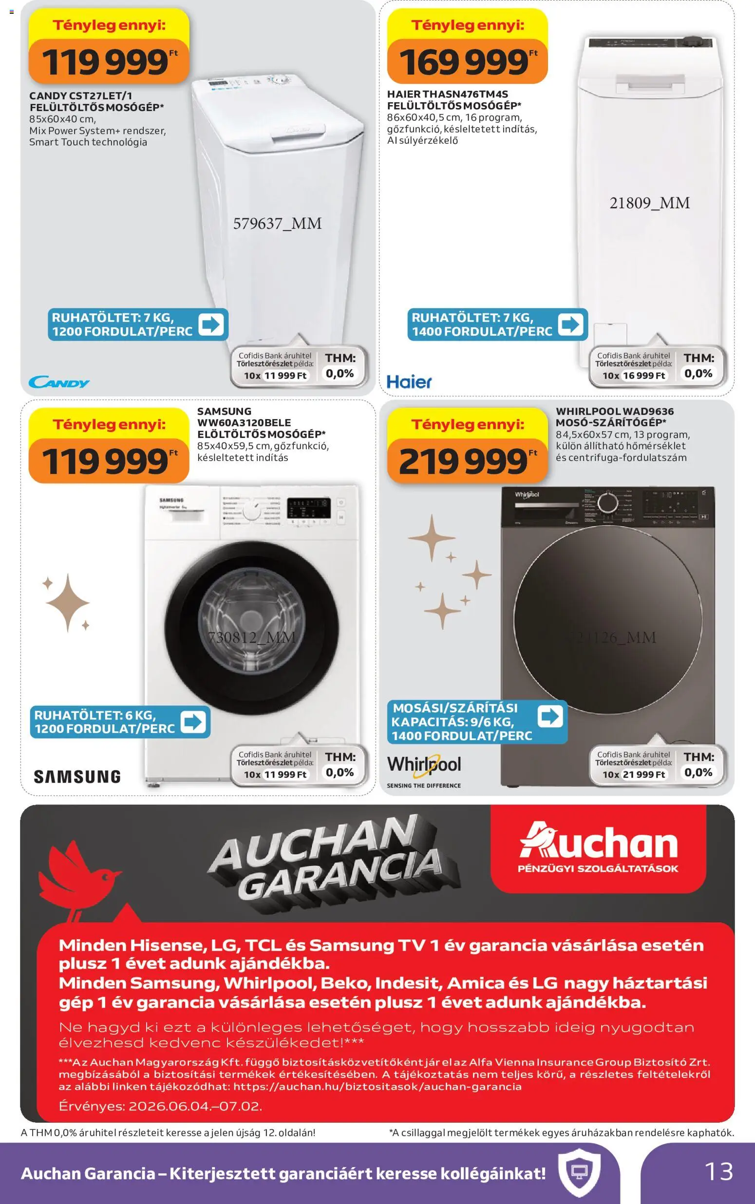 Auchan akciós ujság - amely érvényes a következő dátumtól: 04.06.2026 | Oldal: 13 | Termékek: TV, Samsung