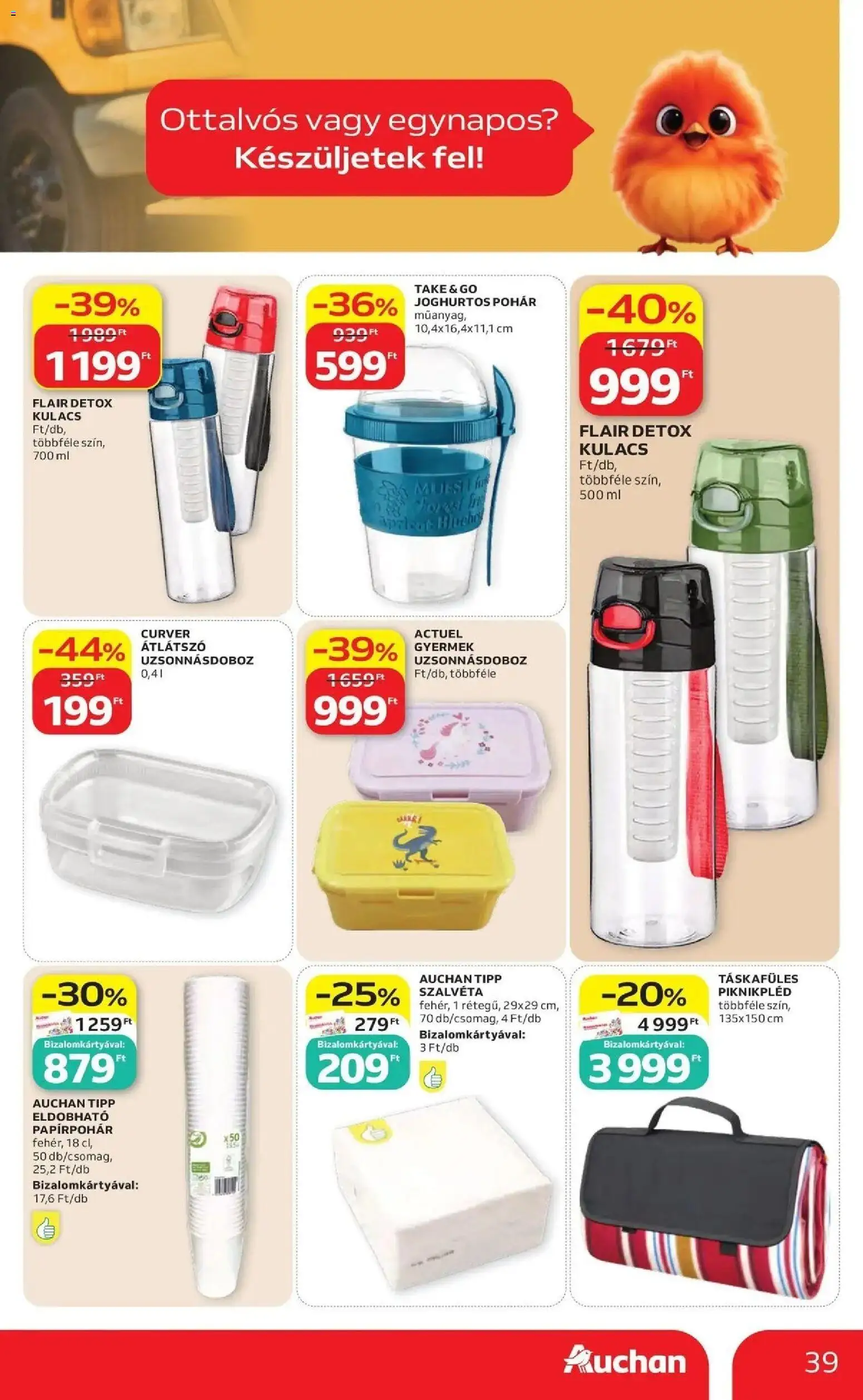 Auchan akciós ujság - amely érvényes a következő dátumtól: 14.05.2026 | Oldal: 39 | Termékek: Kulacs, Pohár