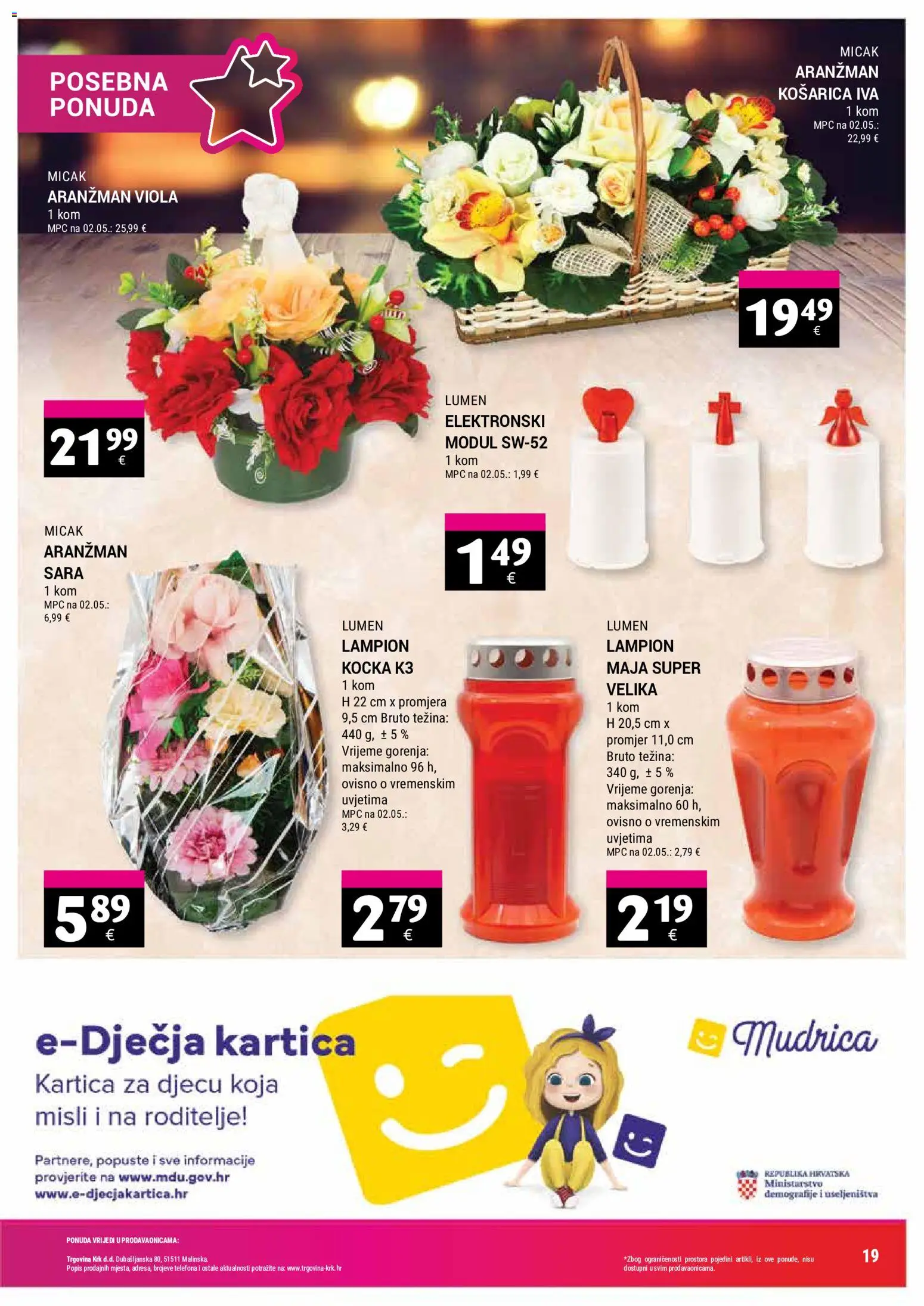 Trgovina Krk katalog | vrijedi od 16.09.2026 | Stranica: 19 | Proizvodi: Lampion