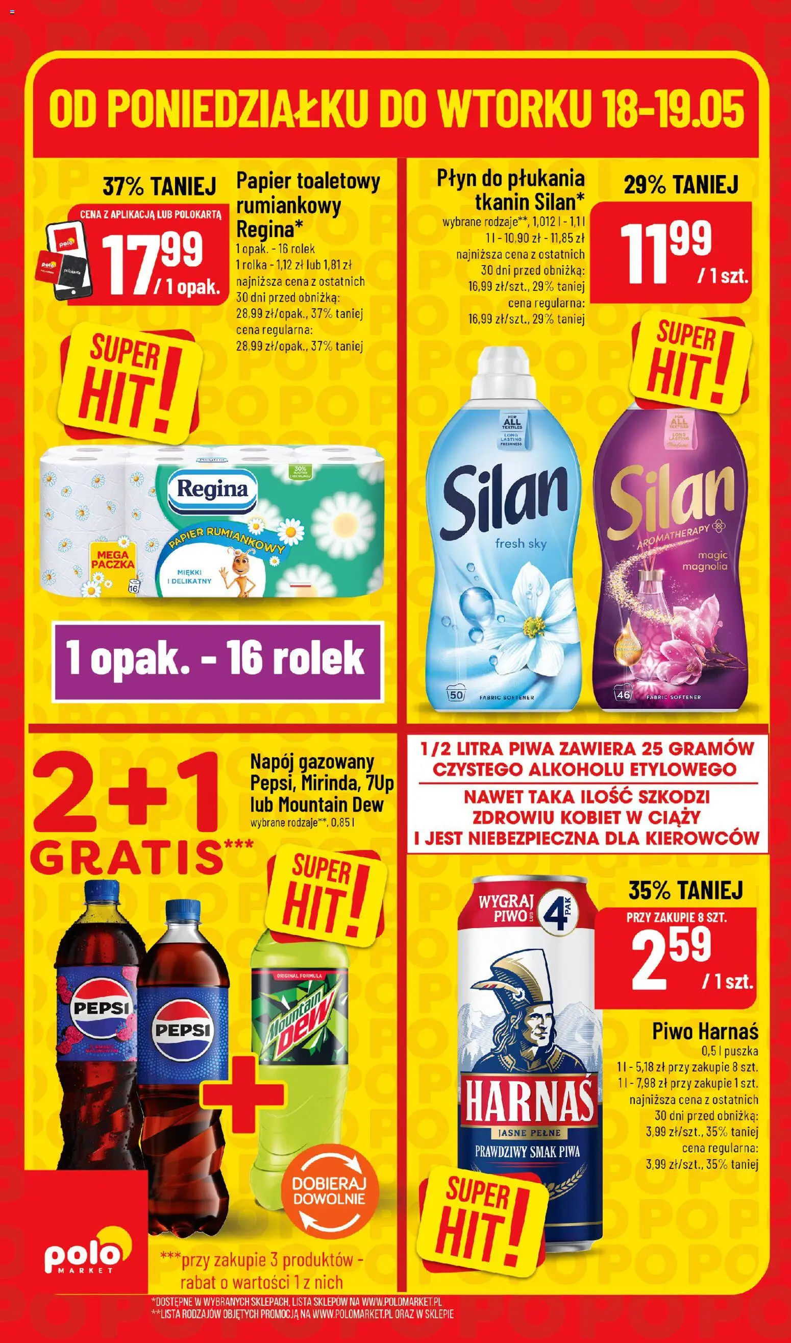 POLOmarket gazetka - Super Hity od 18.05.2026 | Strona: 6 | Produkty: Papier toaletowy, Pepsi, Harnaś, Piwo