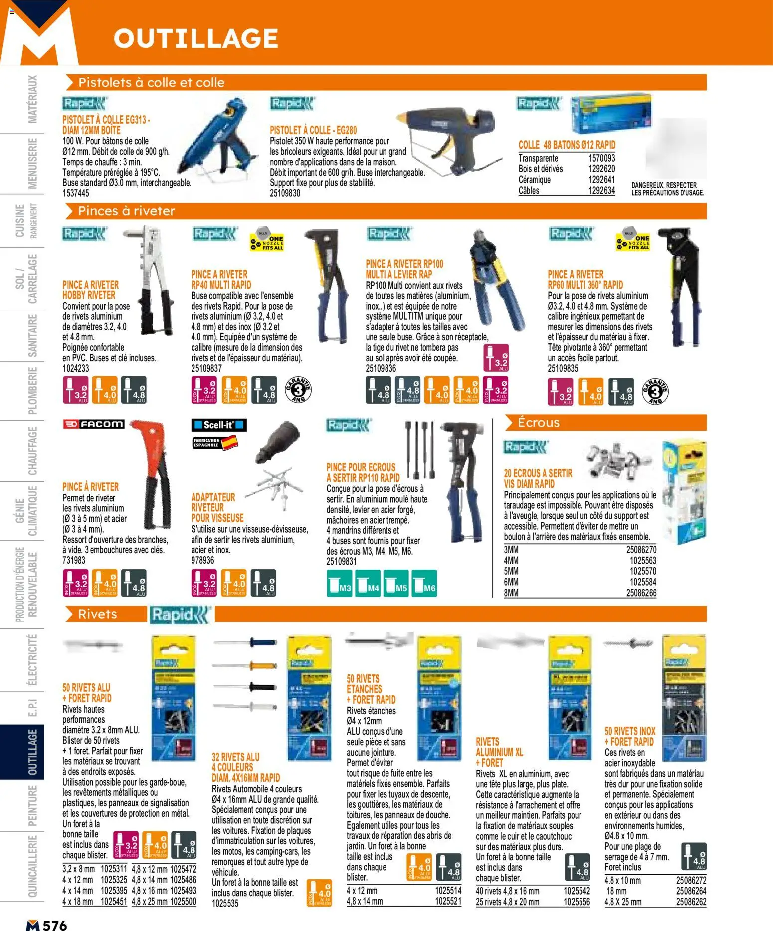 {H1} | Page: 576 | Produits: Adaptateur, Pinces, Clé, Colle