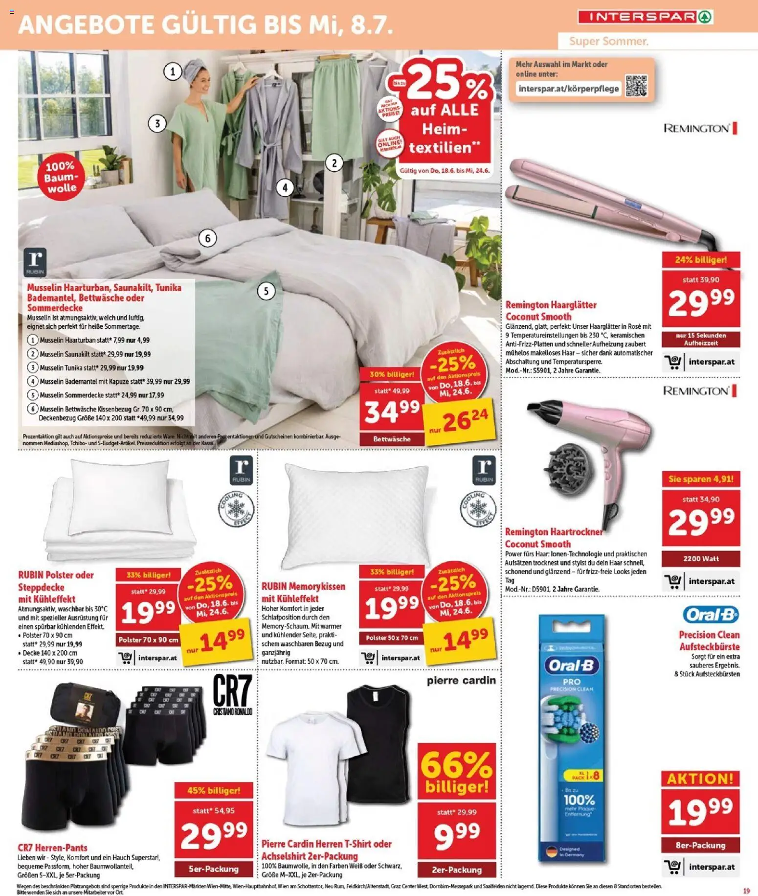 Interspar Flugblatt - Burgenland Sued gültig ab 18.06.2026 | Seite: 19 | Produkte: Bademantel, Haartrockner, Haarglätter, Decke