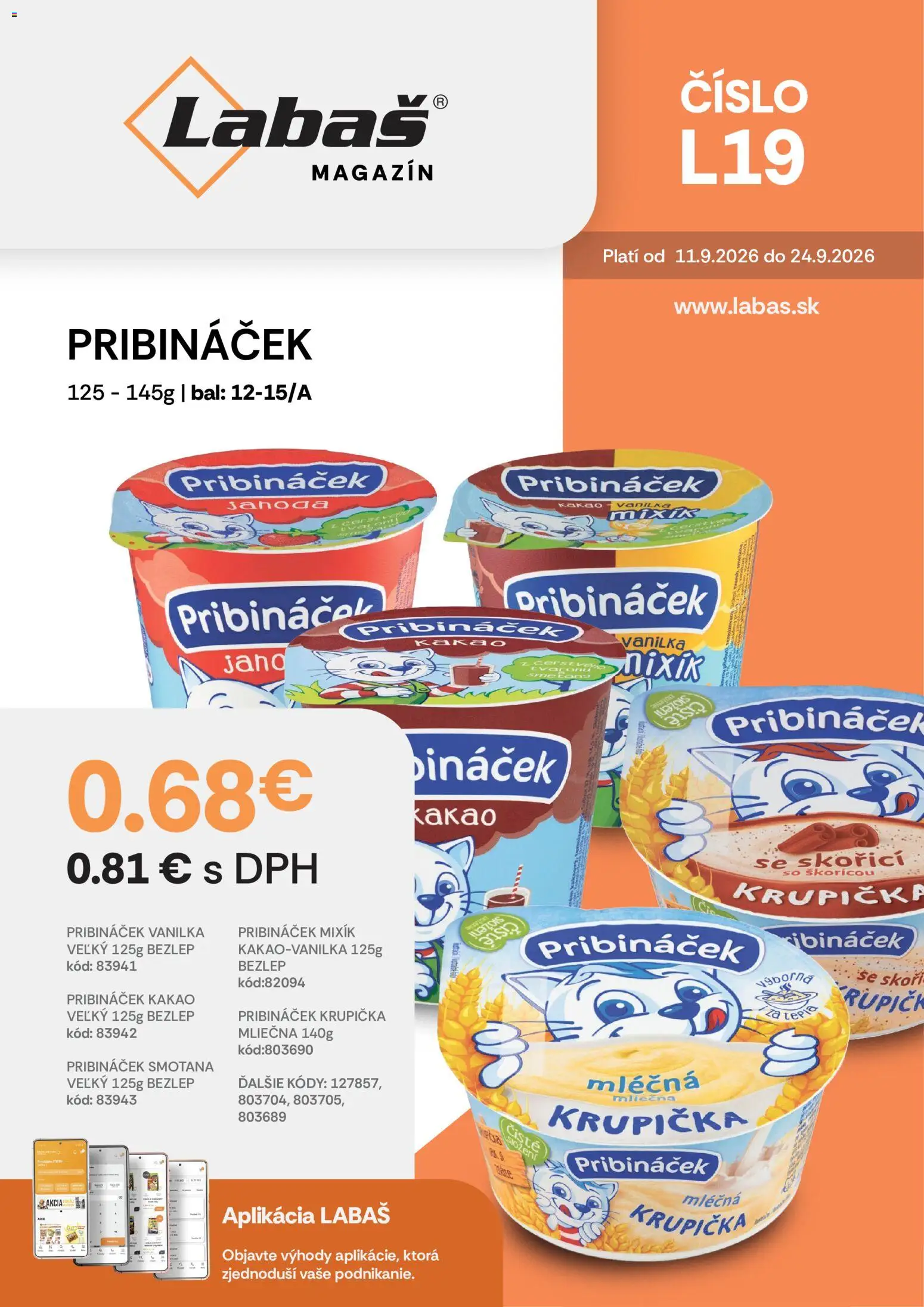 Nové Labaš akcie – leták je platný od 11.09.2026 | Strana: 40 | Produkty: Smotana, Vanilka, Kakao