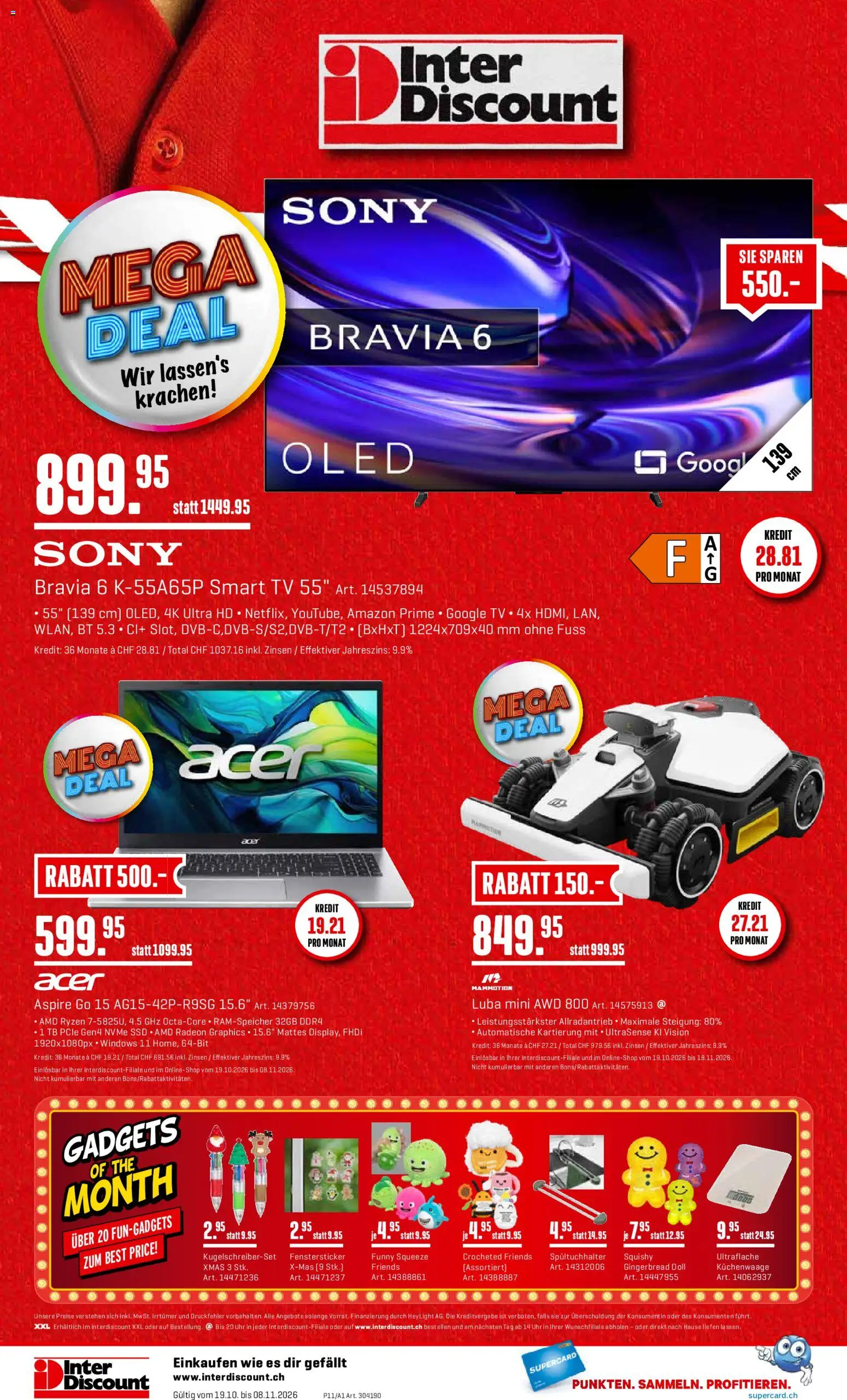 Interdiscount aktionen – gültig ab 19.10.2026 | Seite: 24 | Produkte: Uhr, TV, Sony