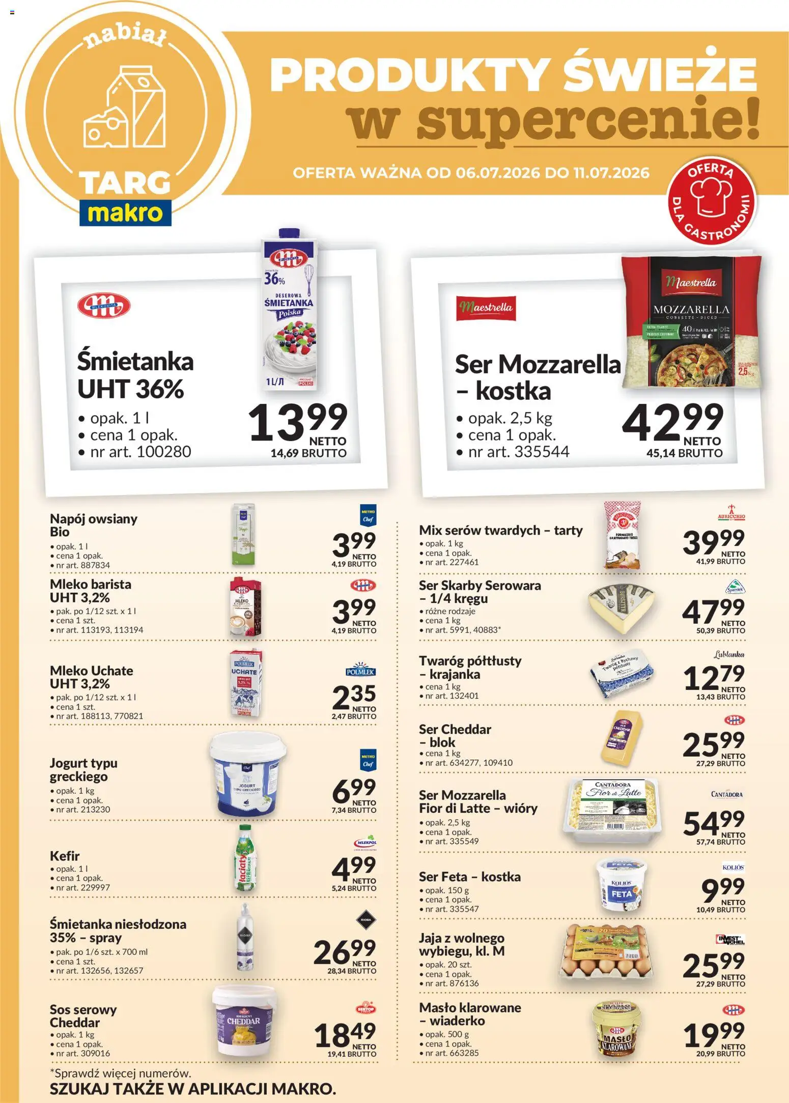Makro gazetka - Produkty świeże w supercenie od 06.07.2026 | Strona: 3 | Produkty: Mleko, Masło, Ser feta, Jaja