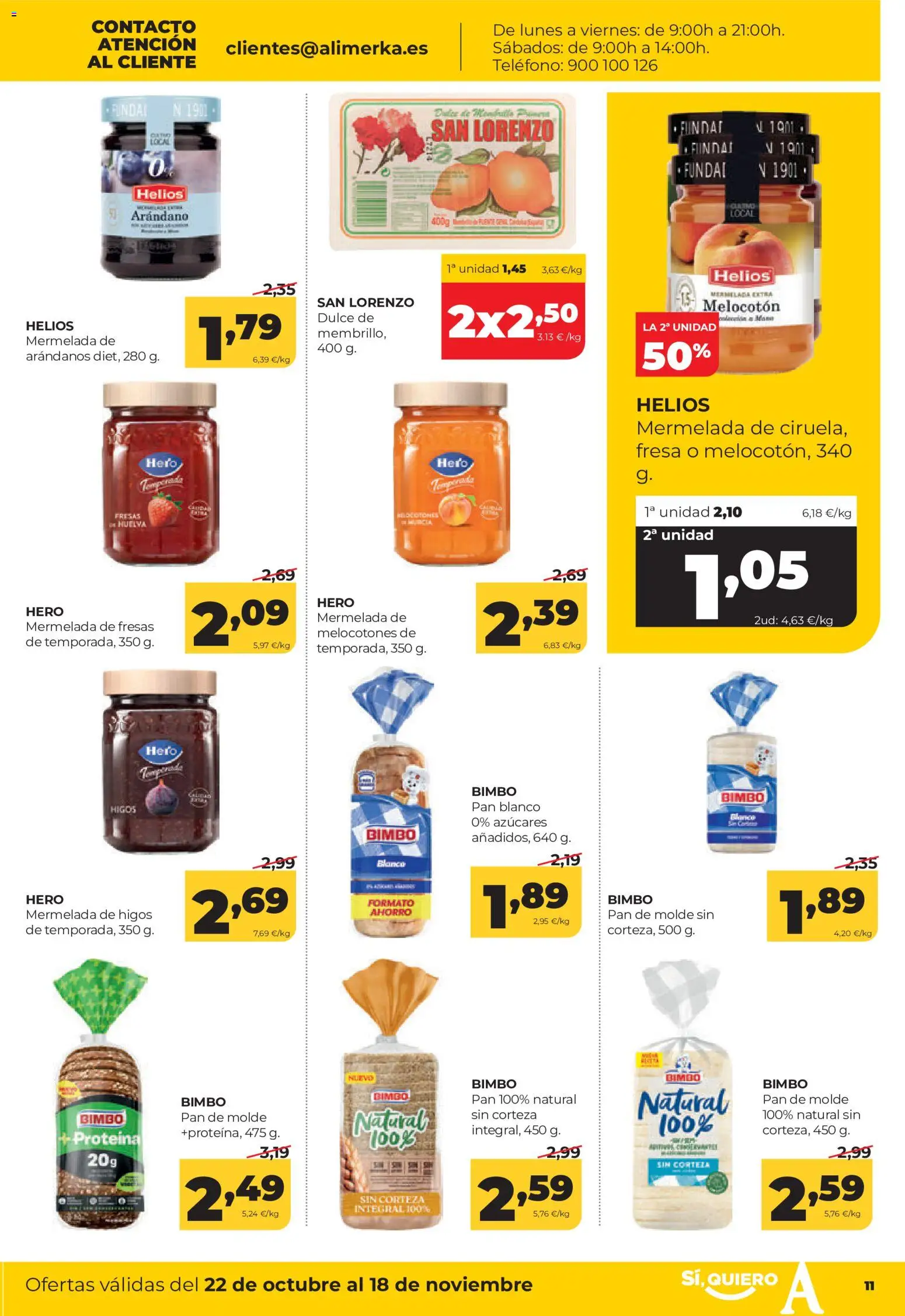 Alimerka folleto Castilla y León │ válido desde el 22/10/2026 | Página: 11 | Productos: Dulce, Proteína, Teléfono, Melocotones