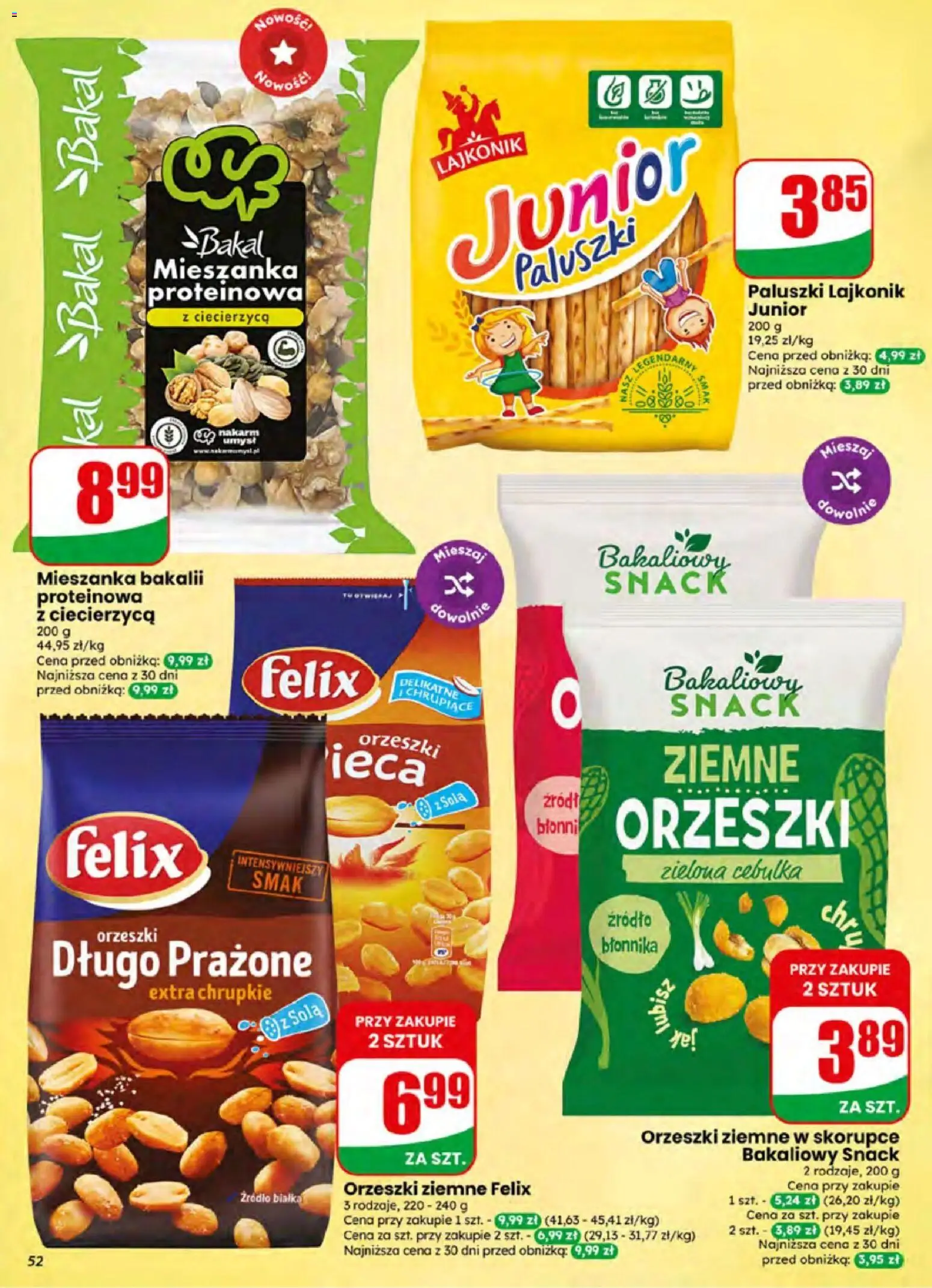 Dino gazetka od 24.06.2026 | Strona: 52 | Produkty: Ciecierzyca, Paluszki, Orzeszki ziemne