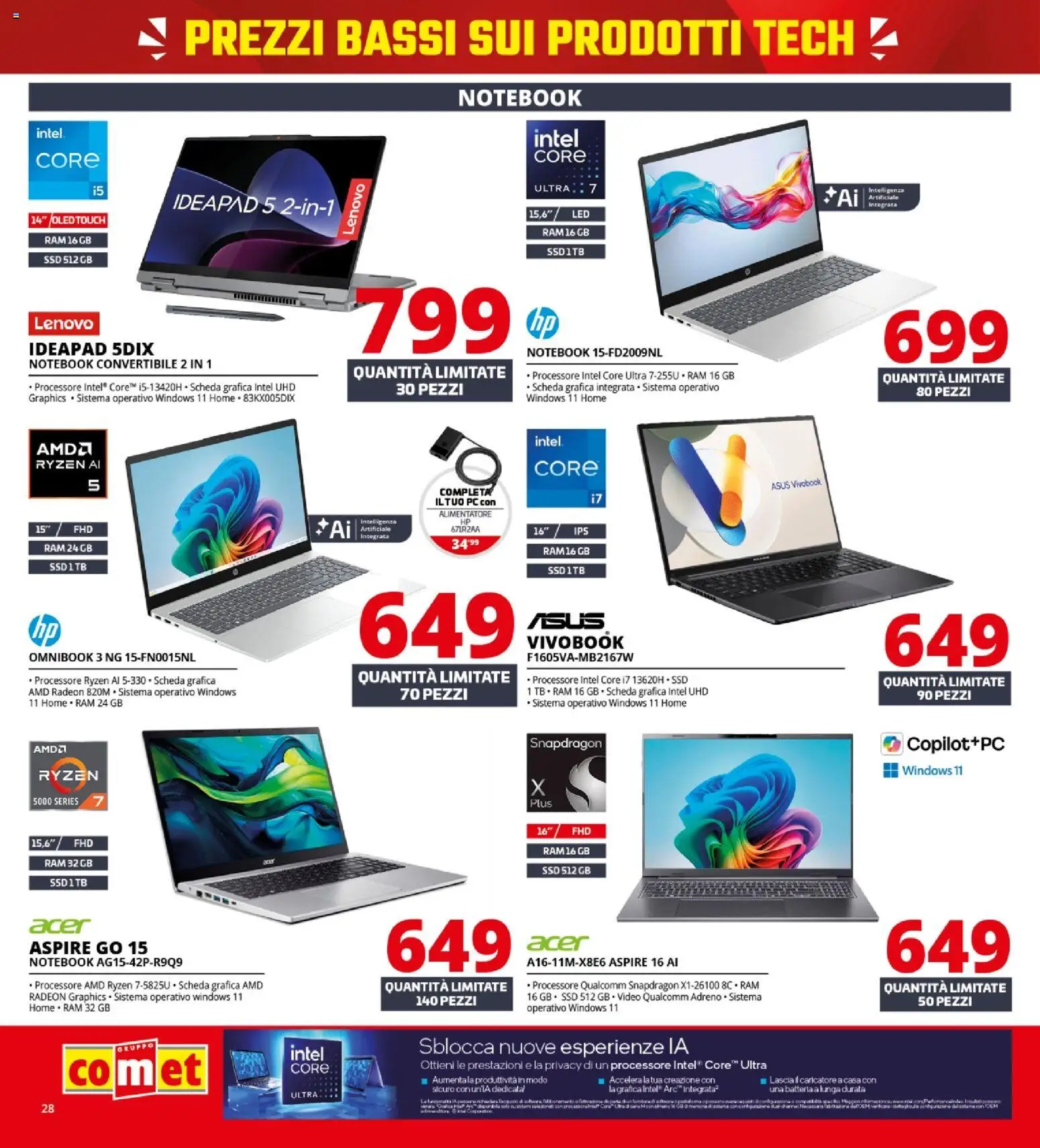Volantino Comet del 21.05.2026 | Pagina: 28 | Prodotti: Notebook, PC, Batteria