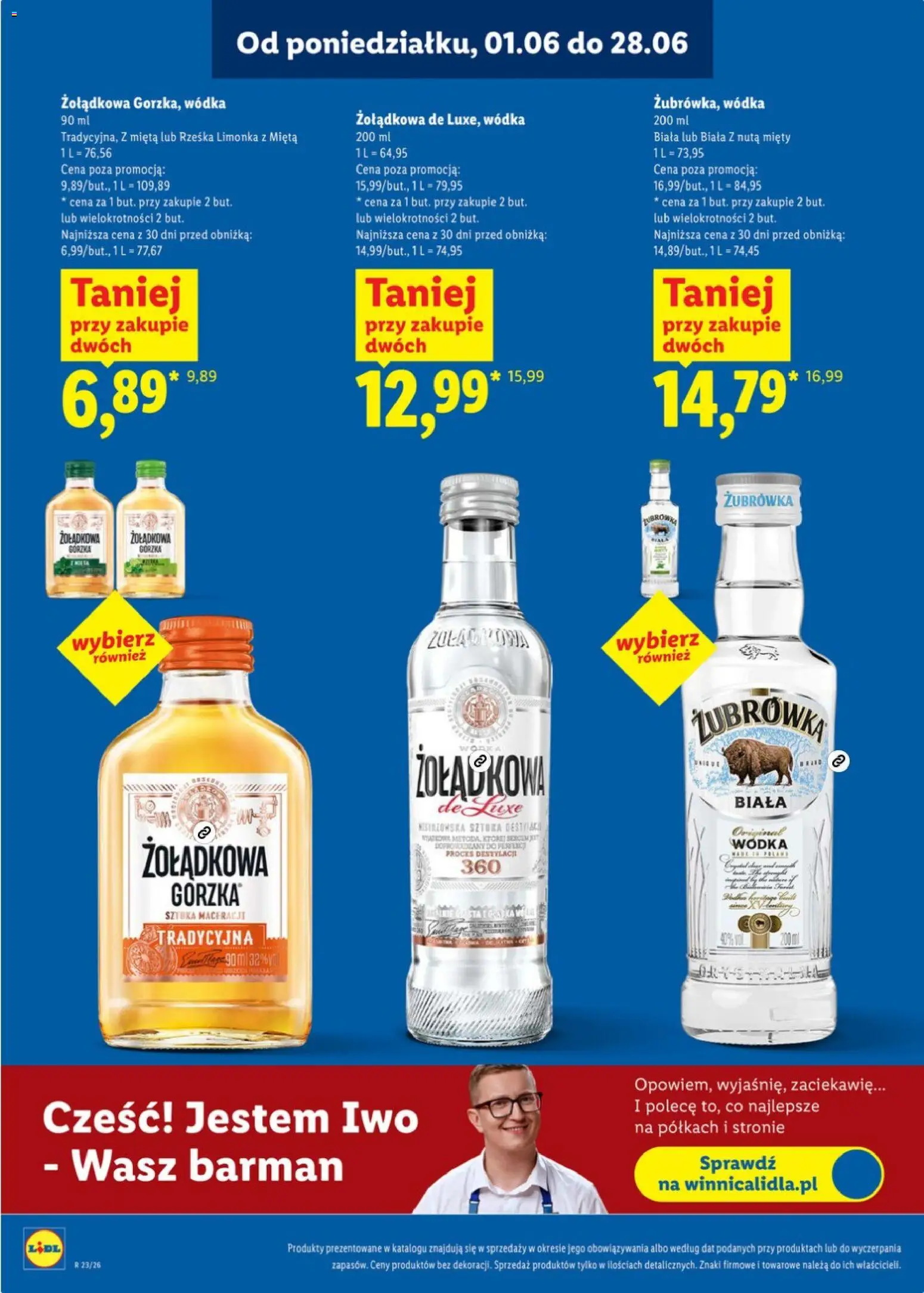 Lidl Katalog alkoholi mocnych od 01.06.2026 | Strona: 3 | Produkty: Mięta, Żubrówka, Vodka, Wódka