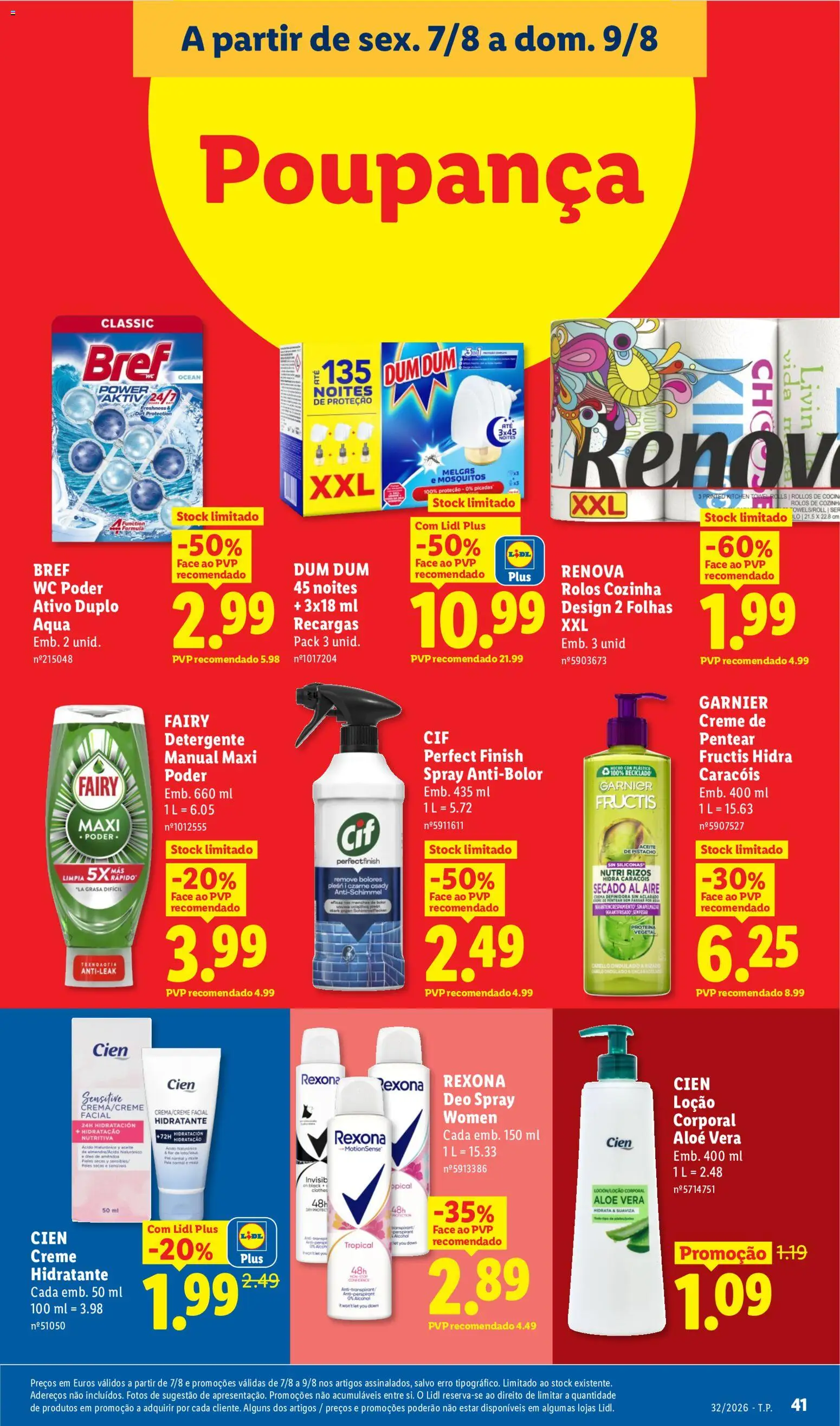 Lidl folheto │ válido de 03/08/2026 | Página: 41 | Produtos: Detergente, Creme, Proteina