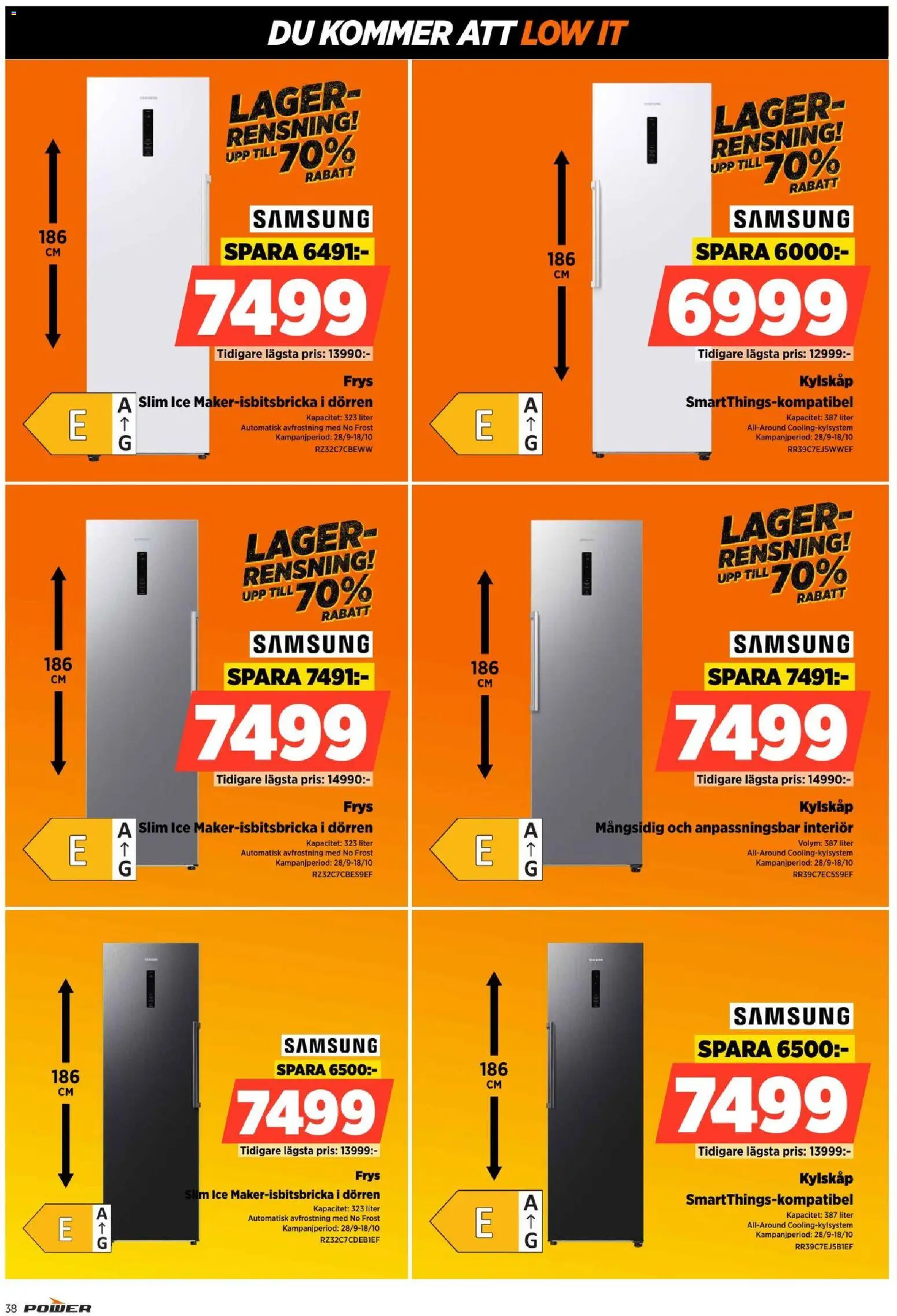 Power reklamblad aktuell från 12/10/2026 | Sida: 38 | Produkter: Kylskåp, Frys