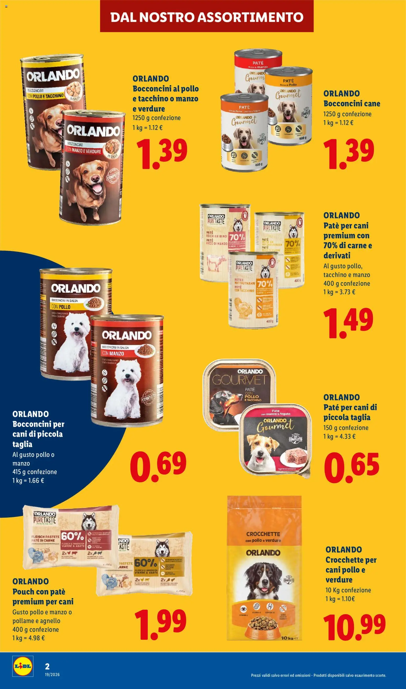 Volantino Lidl del 23/07/2026 | Pagina: 2 | Prodotti: Paté, Verdure, Tacchino, Crocchette