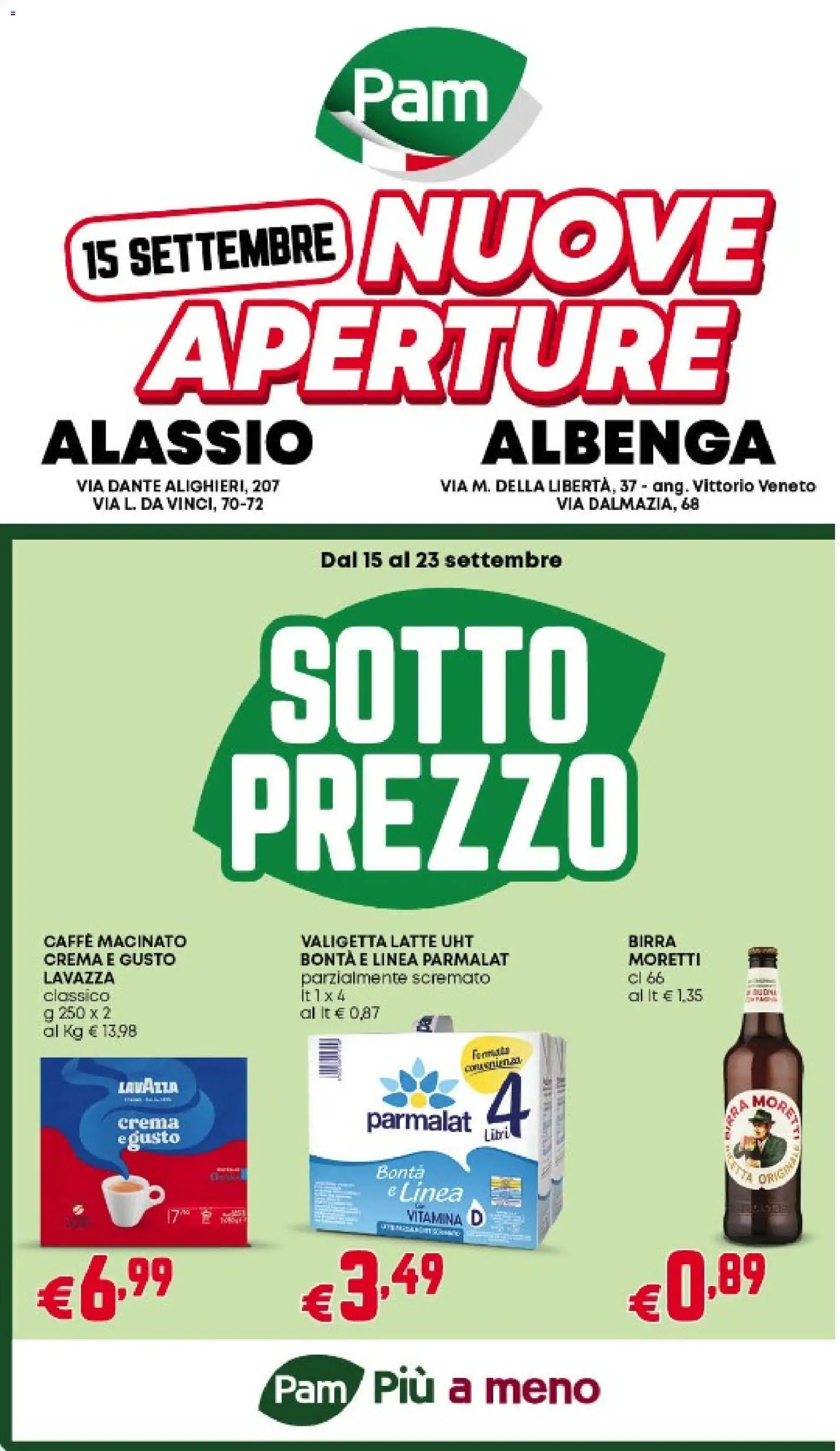 Volantino PAM del 15/09/2026 | Pagina: 1 | Prodotti: Caffè, Latte, Lavazza, Caffè macinato