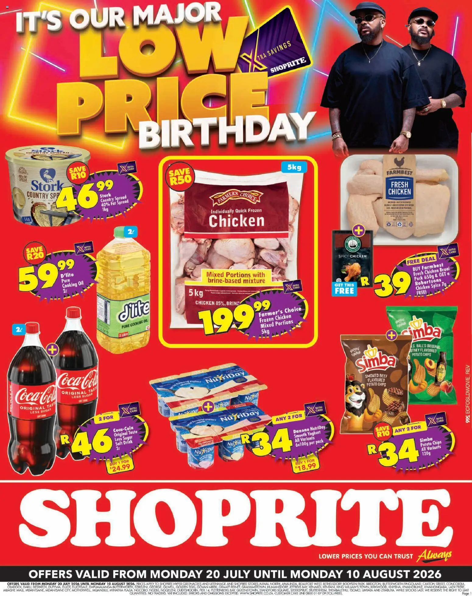 New Shoprite catalogue – valid from 20/07/2026 | Page: 1 | Products: Yoghurt, Chicken, Fat spread, Sugar