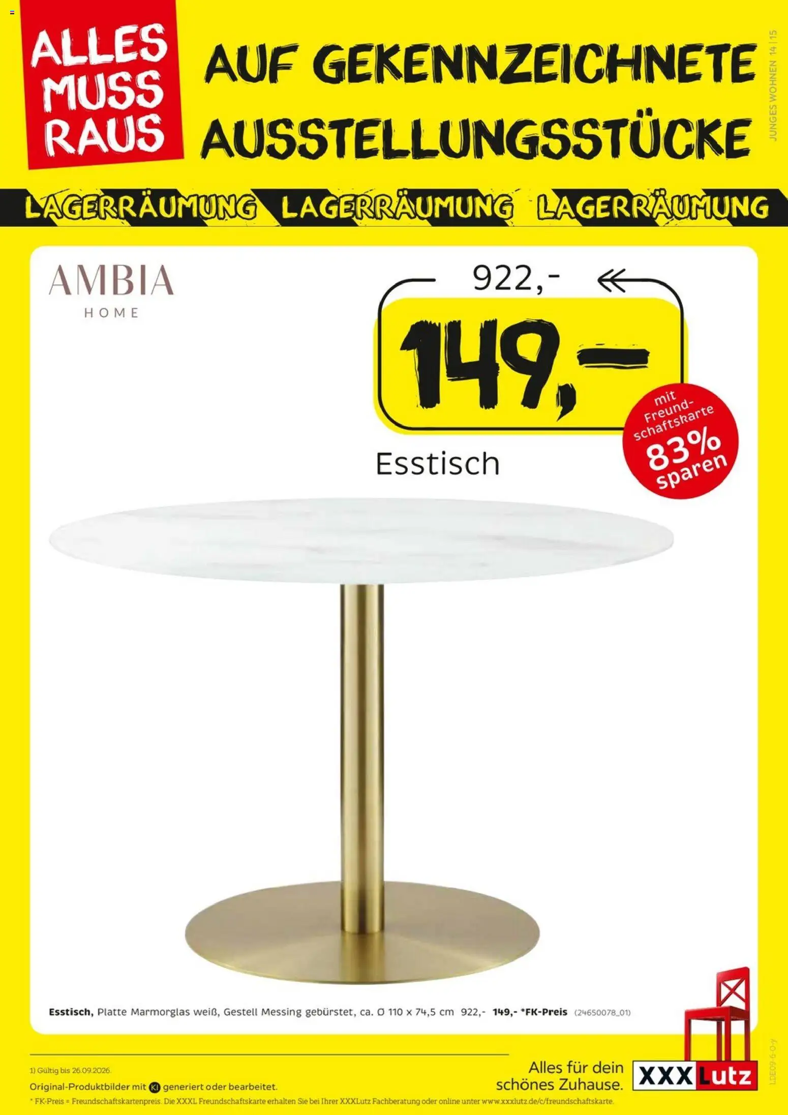 XXXLutz Größte Lagerräumung – gültig ab 12.09.2026 | Seite: 15 | Produkte: Esstisch