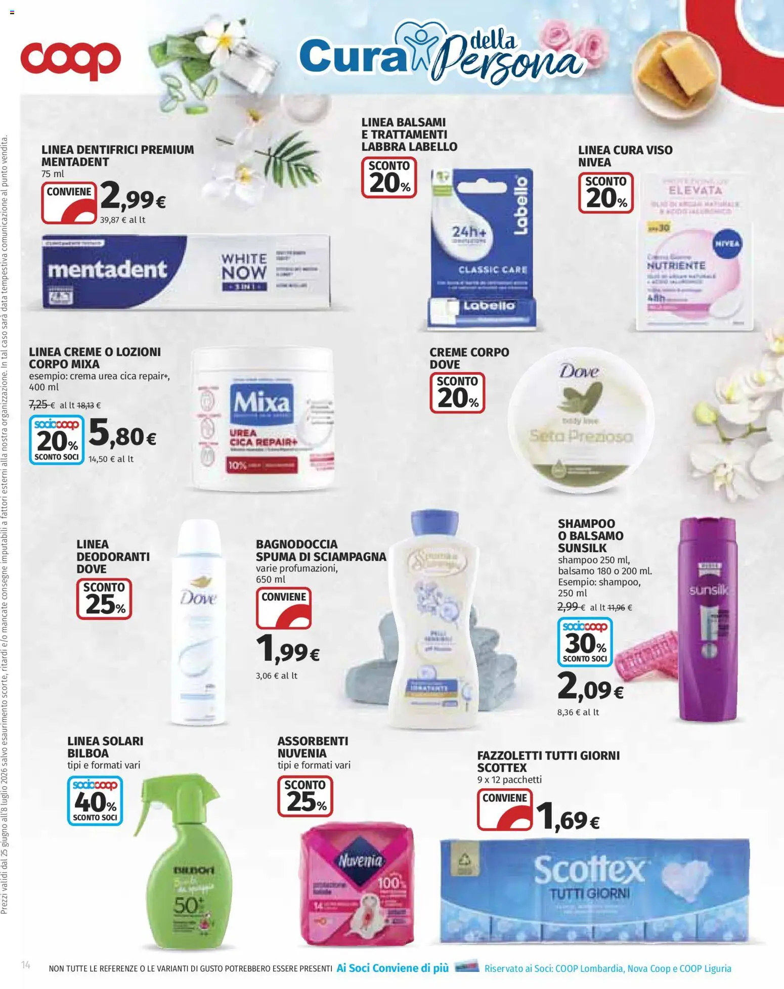 Volantino COOP del 25/06/2026 | Pagina: 14 | Prodotti: Shampoo, Balsamo, Crema, Data