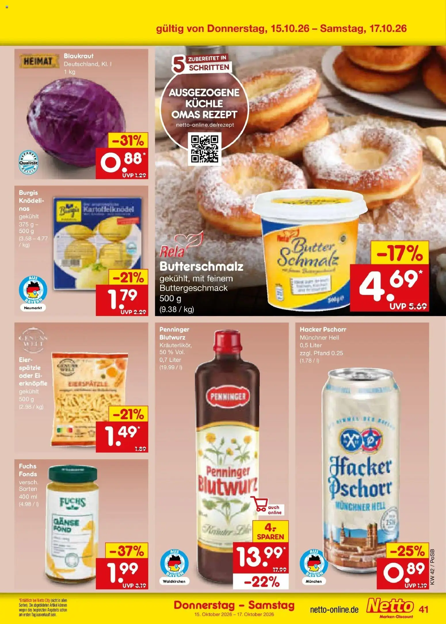 Netto Marken-Discount Prospekt Amberg (ab 12.10.2026) » Angebote | Seite: 57 | Produkte: Butterschmalz, Butter, Eier