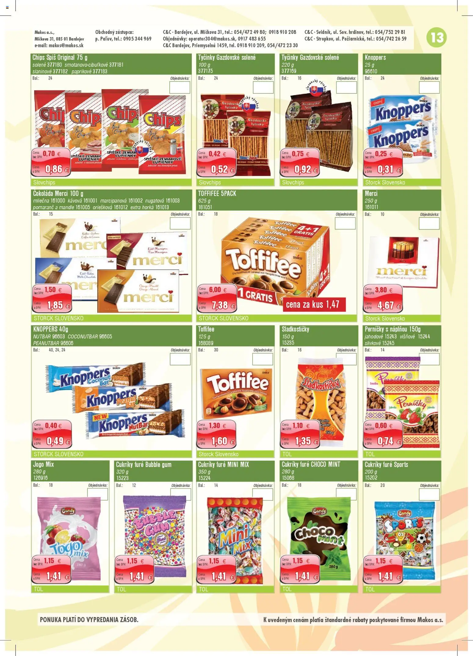 Nové Makos akcie – leták je platný od 02.03.2026 | Strana: 13 | Produkty: Čokoláda, Toffifee, Cukríky, Mandle