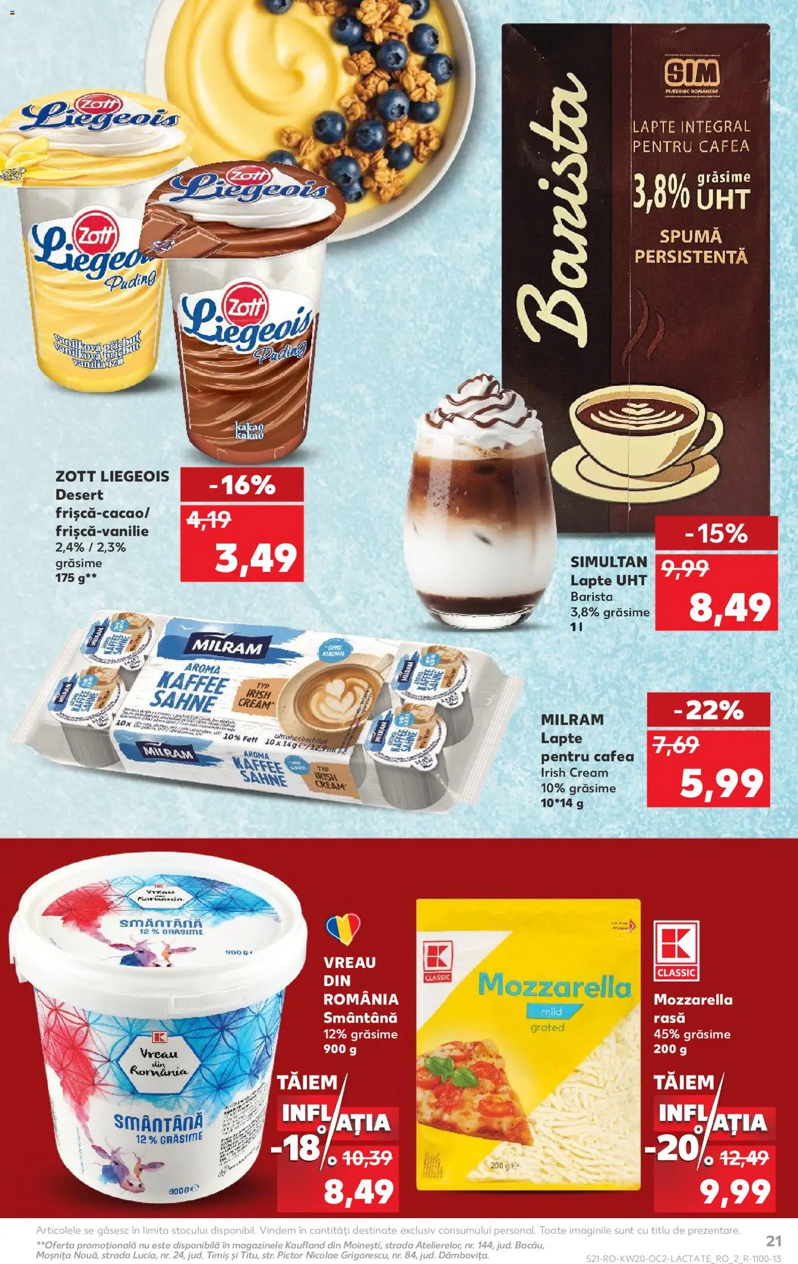 Noul catalog Kaufland – valabil de la 13.05.2026 | Pagină: 21 | Produse: Mozzarella, Lapte, Cafea, Smântână