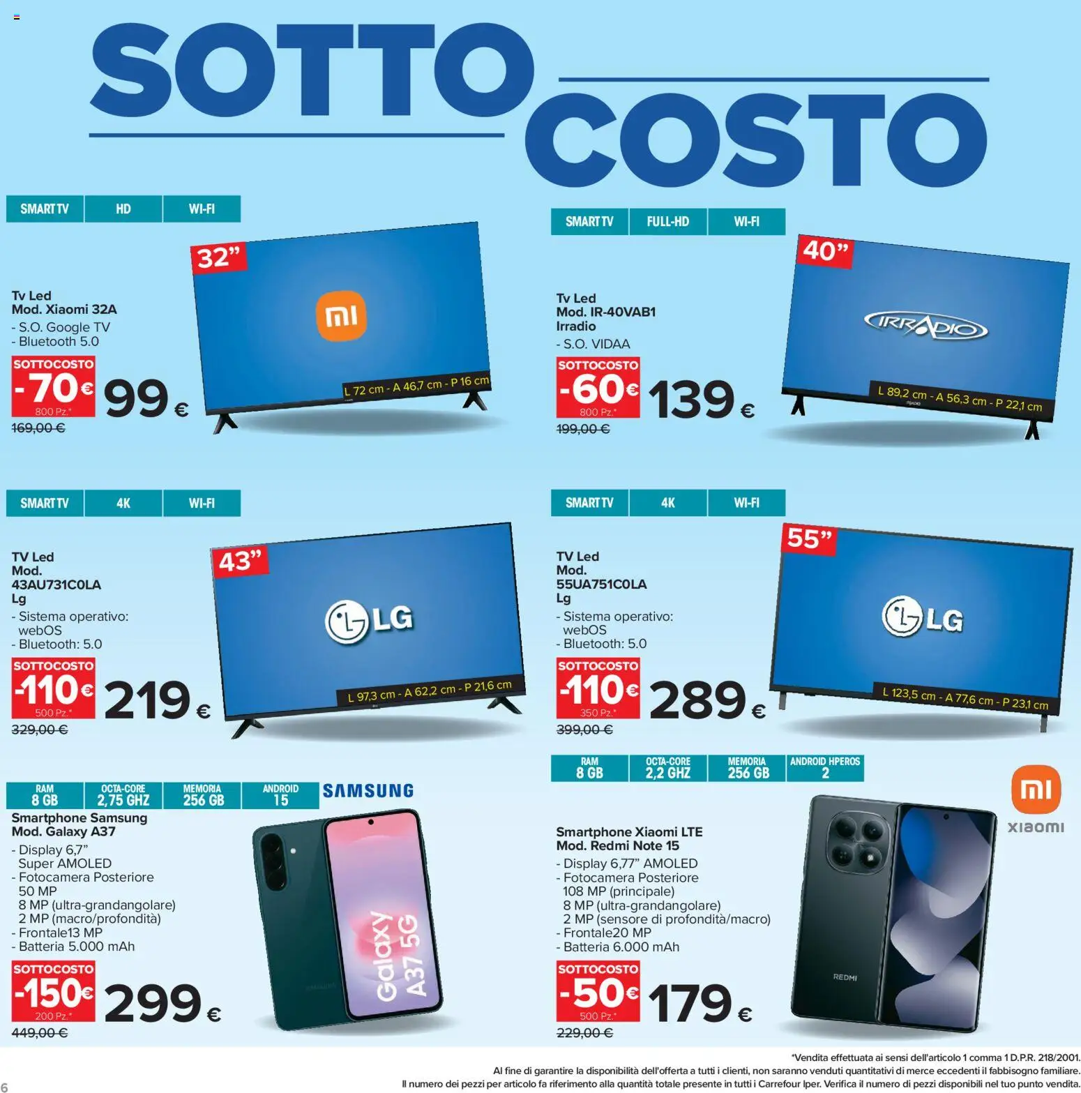 Volantino Carrefour del 04/09/2026 | Pagina: 6 | Prodotti: Xiaomi, Smartphone, Batteria, Samsung