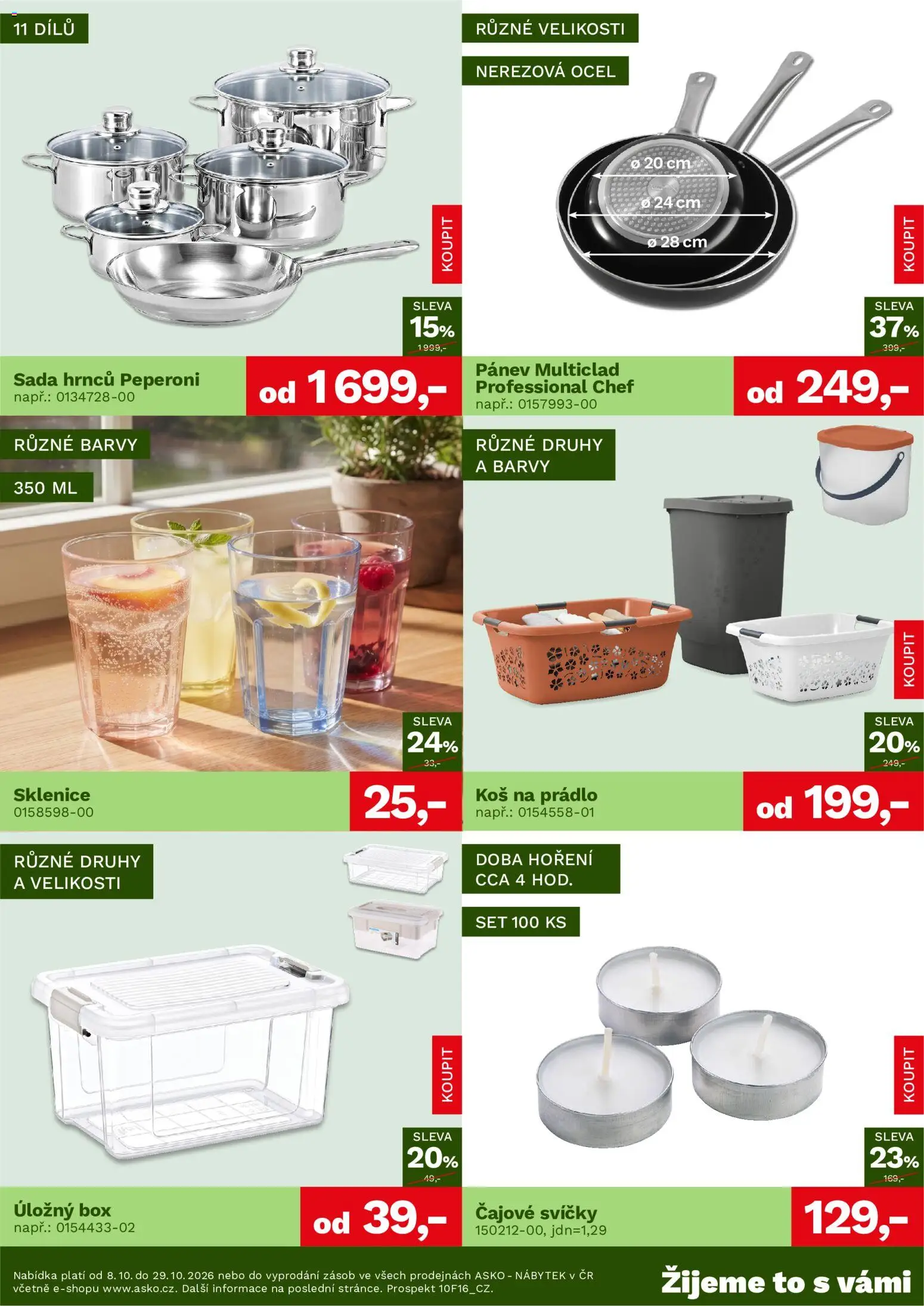 ASKO nábytek leták - Bytové doplňky od 08.10.2026 | Strana: 2 | Produkty: Sada hrnců, Koš na prádlo, Nábytek, Koš