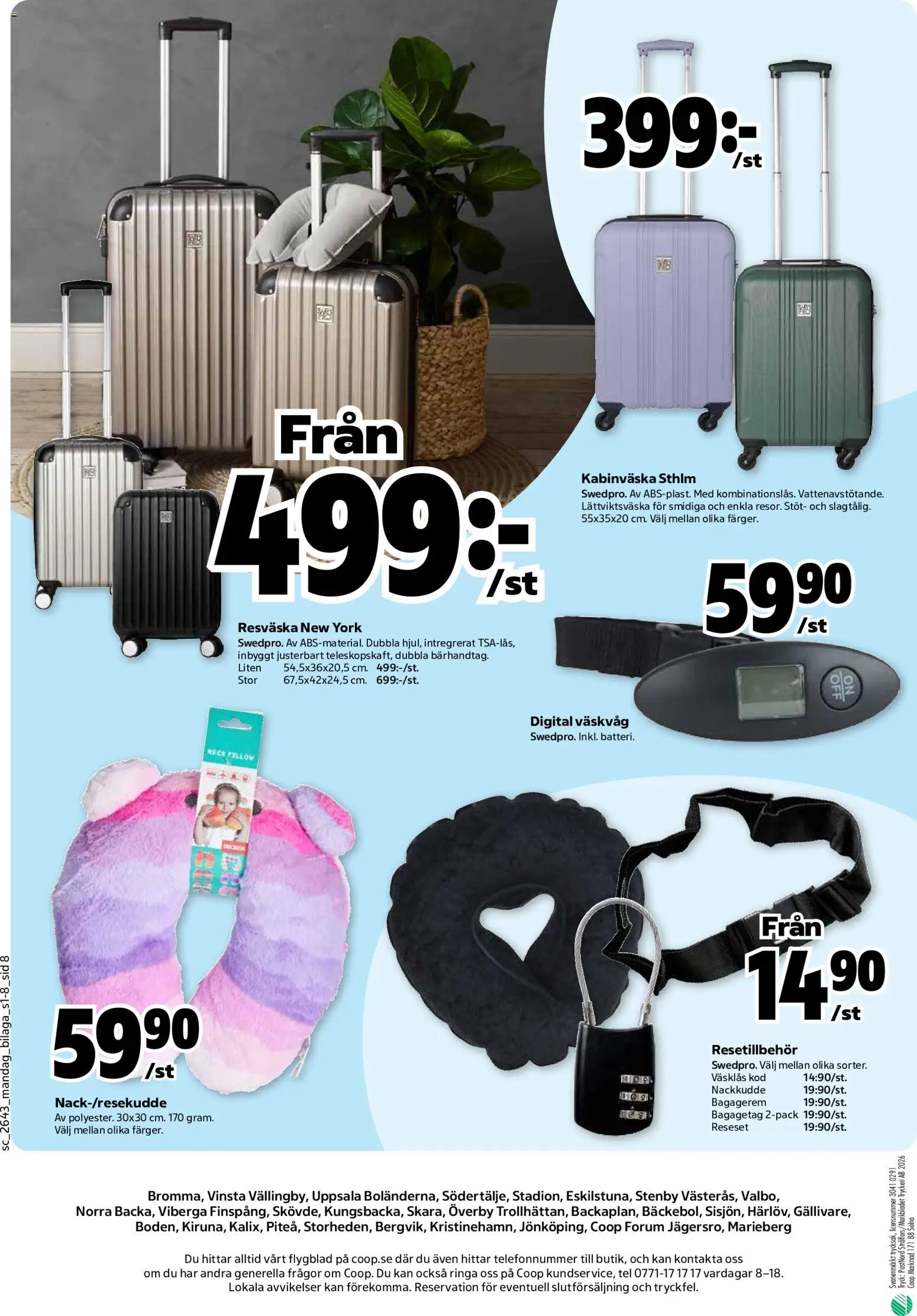 Stora Coop reklamblad aktuell från 19/10/2026 | Sida: 24 | Produkter: Kabinväska, Resväska, Nackkudde