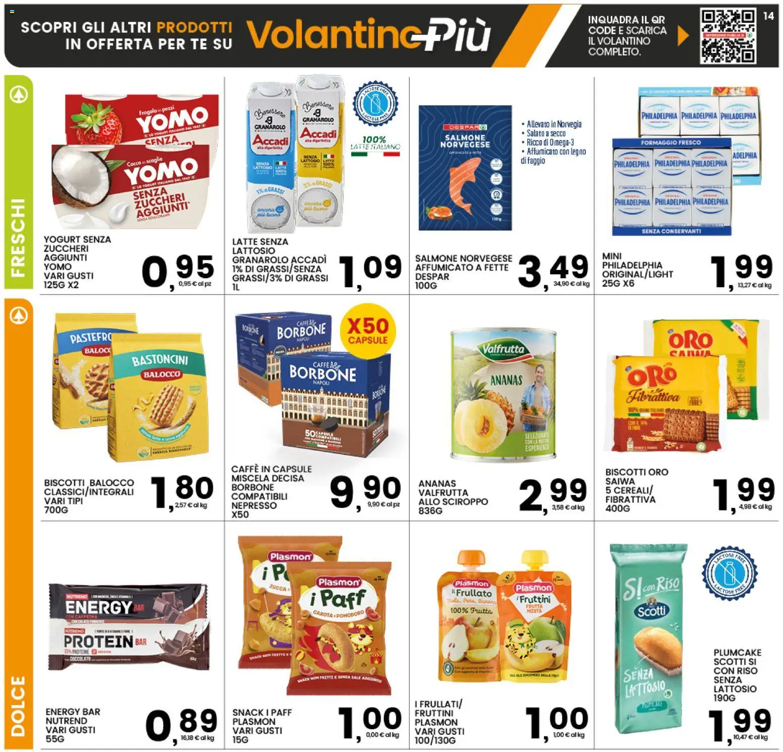 Volantino Interspar del 31/08/2026 | Pagina: 14 | Prodotti: Yogurt, Tè, Latte, Formaggio fresco