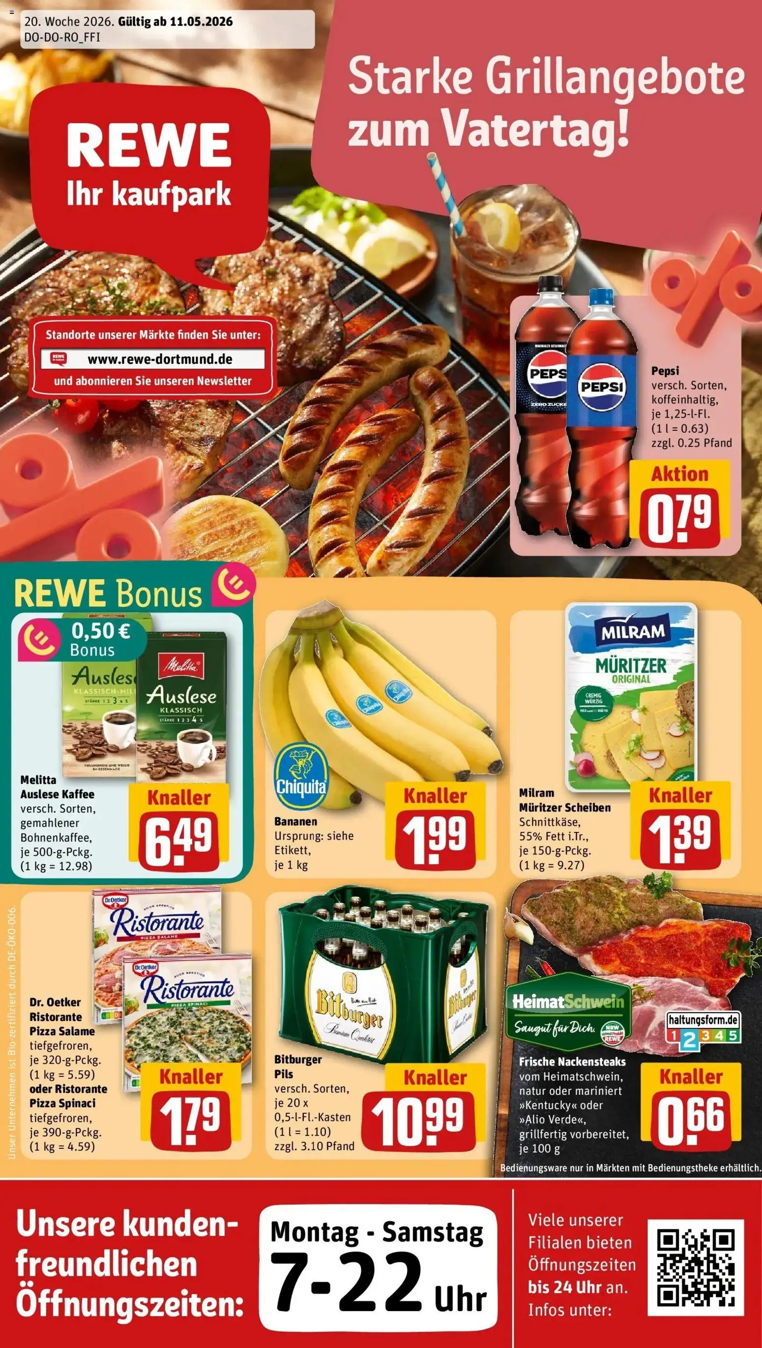 Rewe Prospekt Hagen	 – gültig ab 10.05.2026 | Seite: 1 | Produkte: Kaffee, Pils, Milram, Pizza