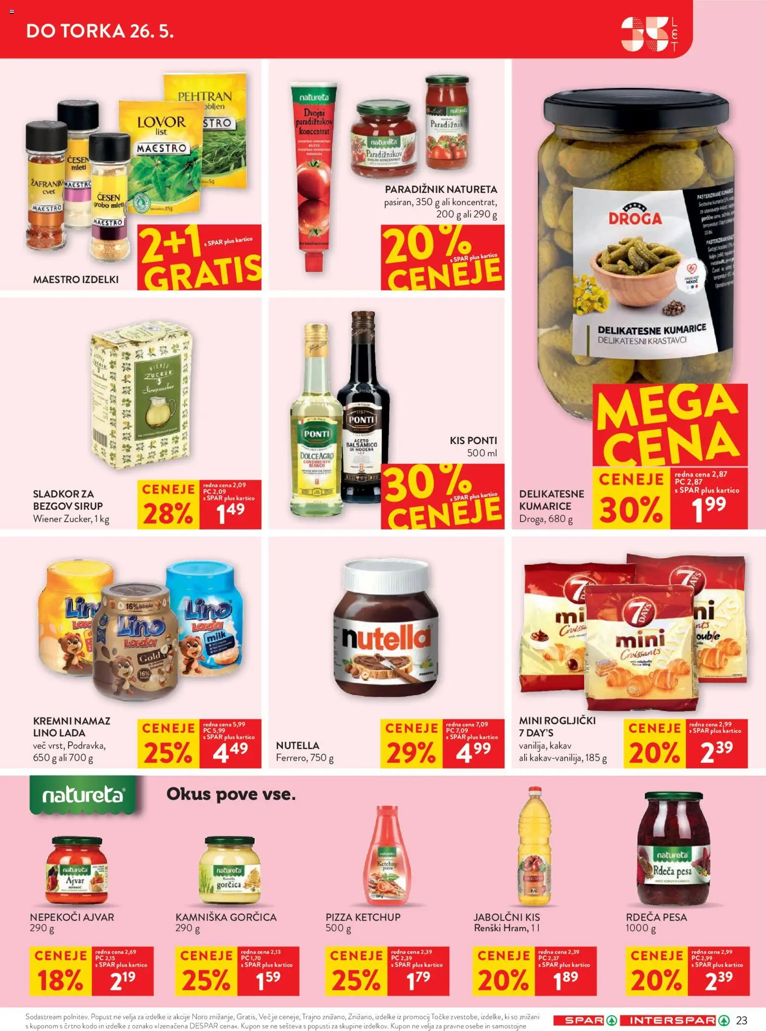 Novi Spar katalog ponudbe – veljaven od 20.05.2026 | Stran: 33 | Izdelki: Ajvar, Paradiznik, Sladkor, Pesa