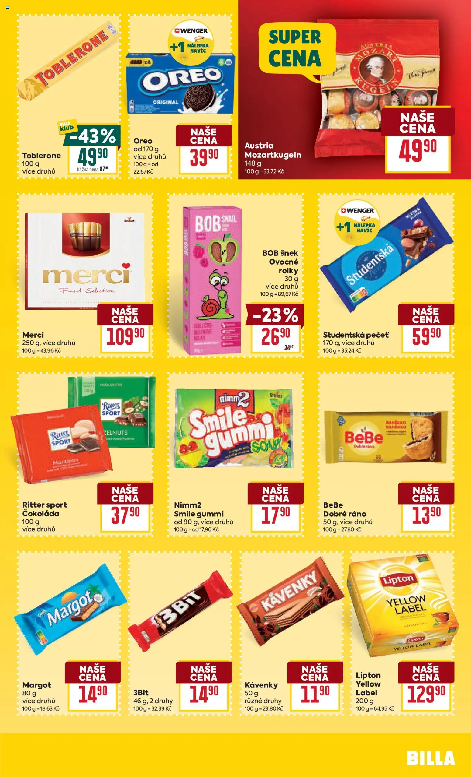 Billa Velký leták od 07.04.2026 | Strana: 23 | Produkty: Merci, Studentská pečeť, Toblerone, Oreo