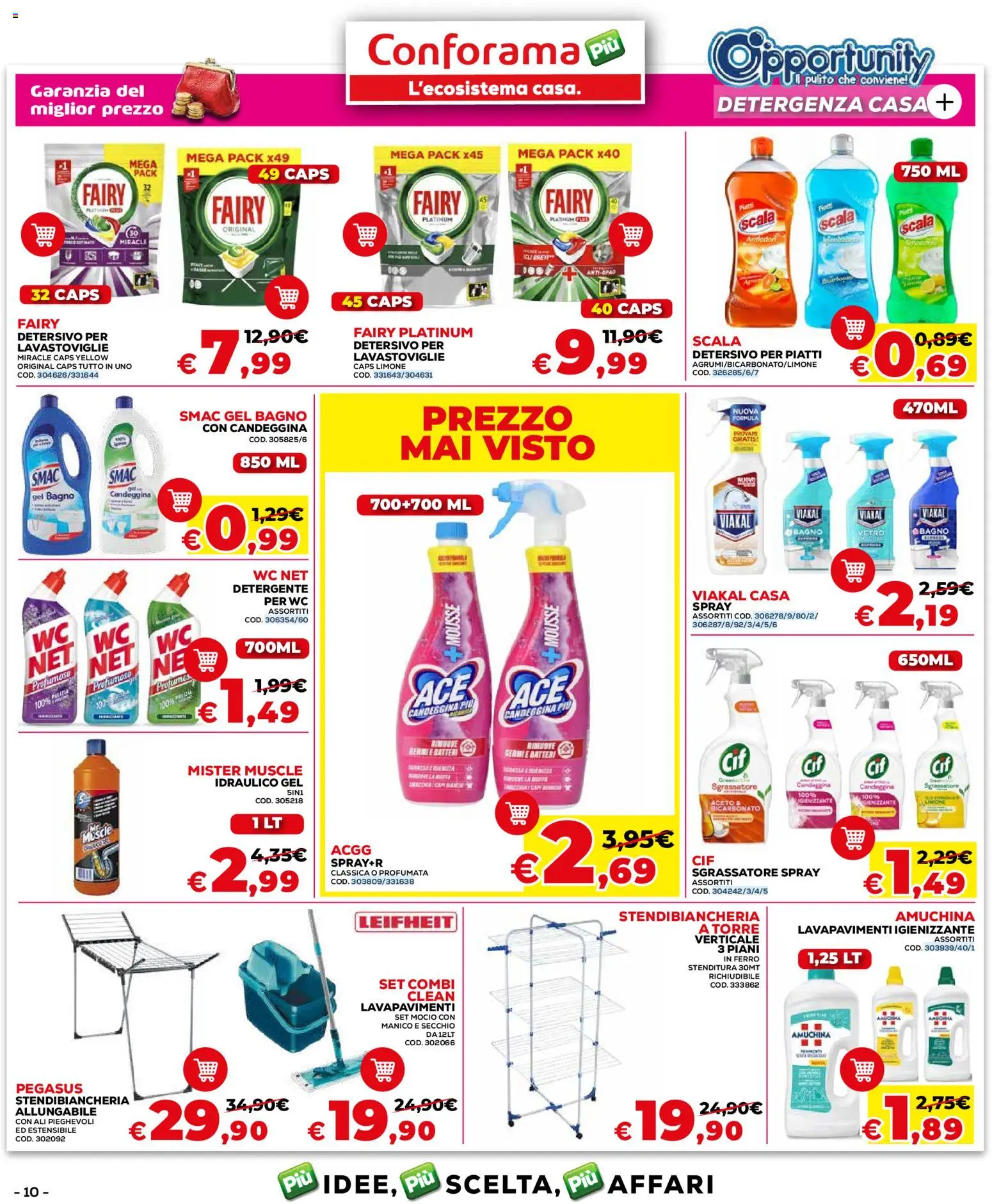 Volantino Conforama del 04.06.2026 | Pagina: 10 | Prodotti: Detergente, detergente per WC, Candeggina, Bicarbonato