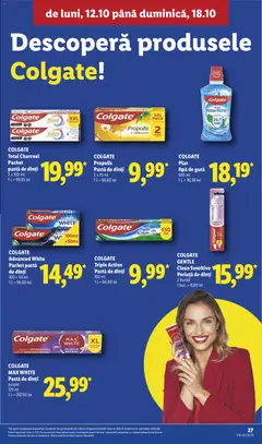 Ofertele Lidl valabile de la 12.10.2026 | Pagină: 27 | Produse: Periuță de dinți, Apă de gură, Apă, Propolis