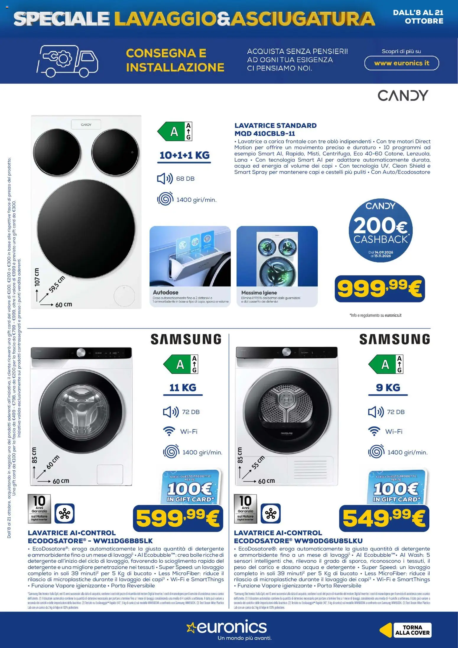 Volantino Euronics del 12/10/2026 | Pagina: 14 | Prodotti: Porta, Ammorbidente, Acqua, Samsung