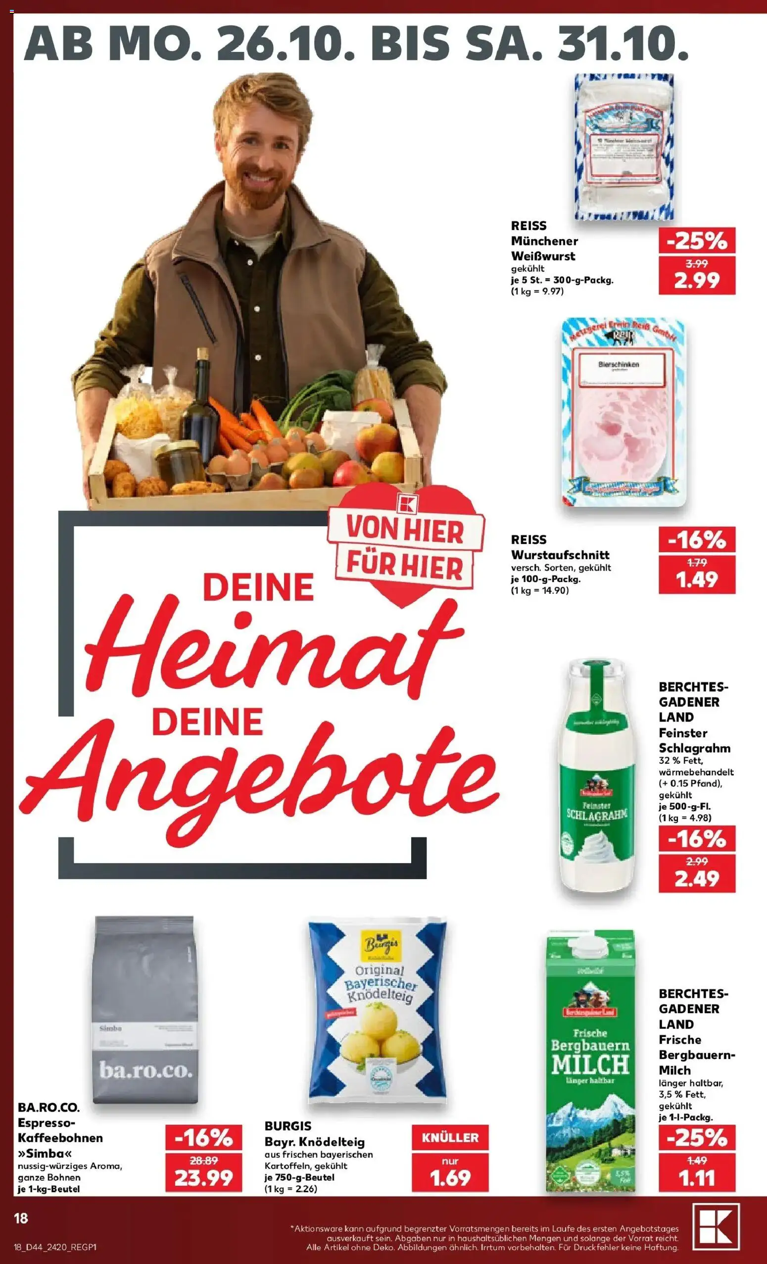 Prospekt Kaufland ab 26.10.2026 » Angebote Online zum Blättern | Seite: 22 | Produkte: Milch, Weißwurst