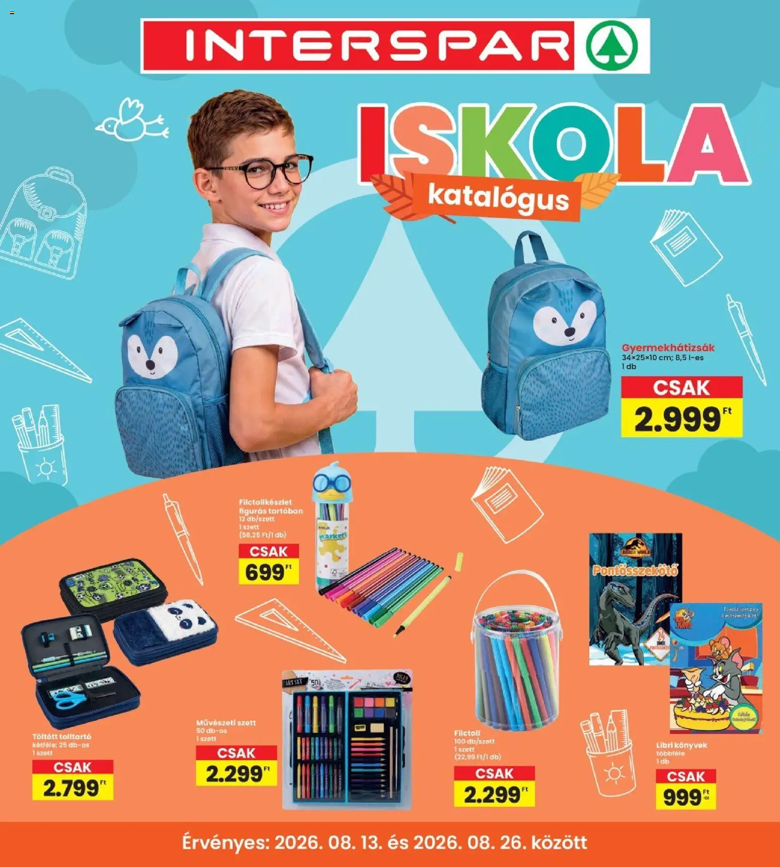 Interspar akciós ujság - amely érvényes a következő dátumtól: 2026.08.13. | Oldal: 1 | Termékek: Könyvek, Tolltartó