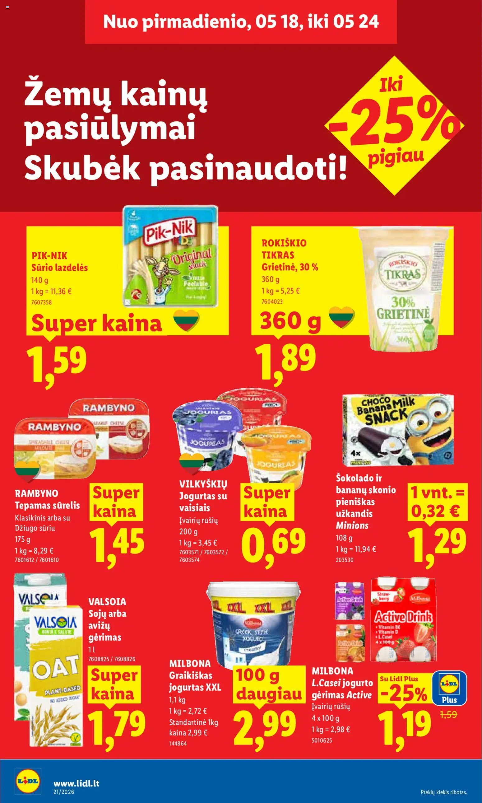 LIDL akcijos nuo 18.05.2026 | Puslapis: 16 | Prekių: Sūrelis, Jogurtas, Grietinė