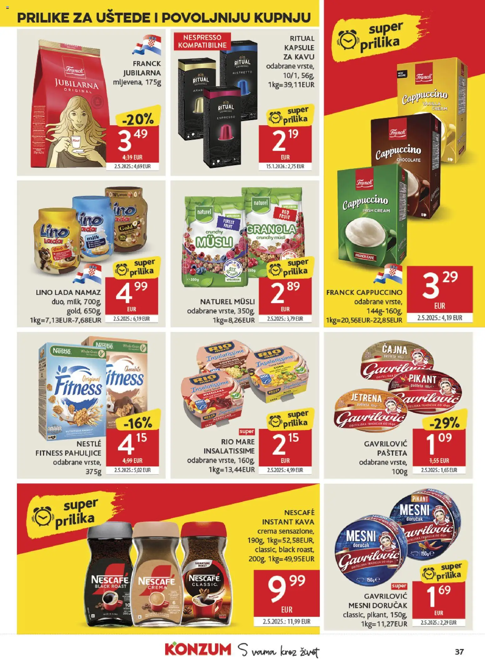 Konzum HR akciós ujság - amely érvényes a következő dátumtól: 2026.09.16. | Oldal: 37 | Termékek: Nescafé, Cappuccino, Nestlé, Granola