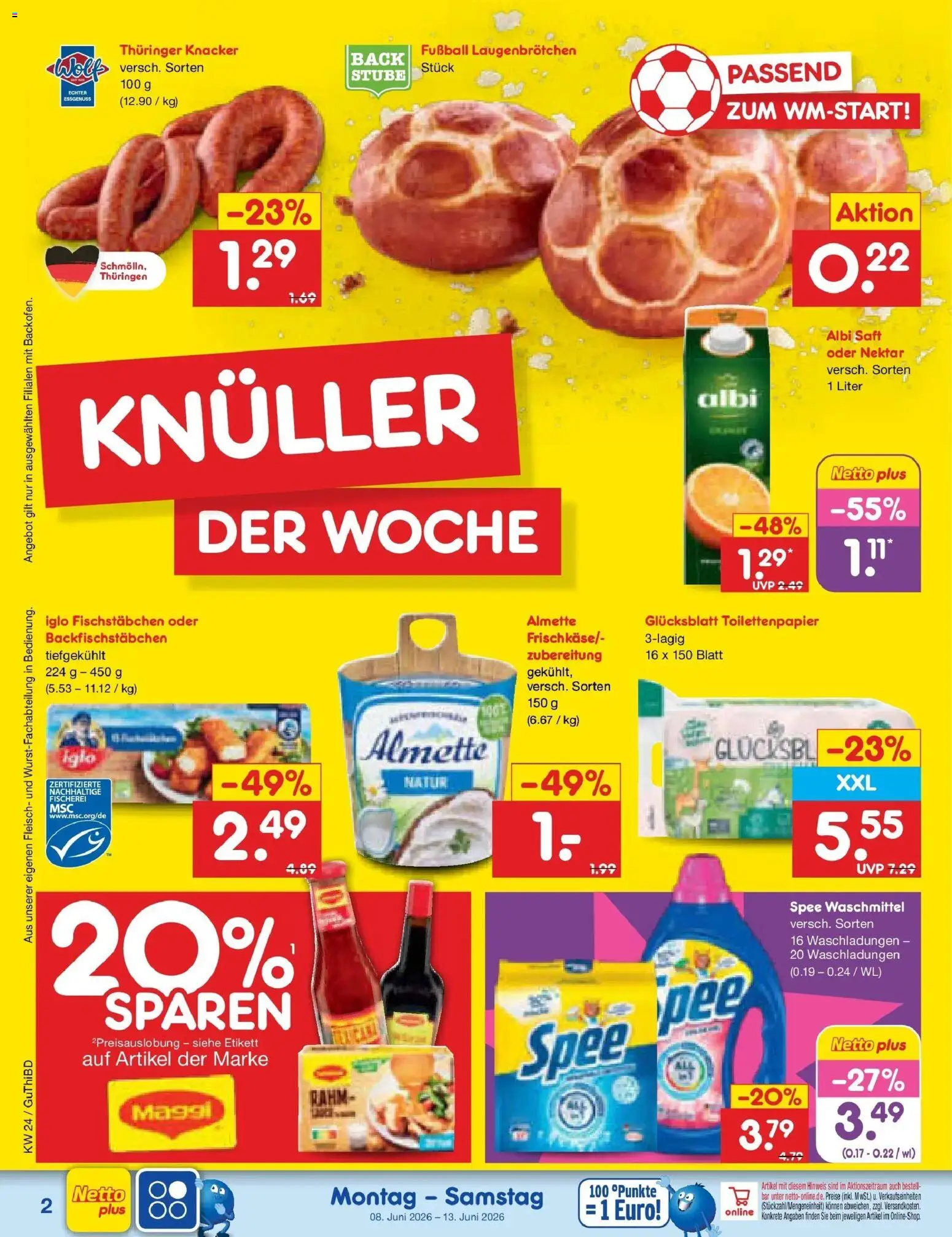 Netto Marken-Discount Prospekt Augustusburg – gültig ab 08.06.2026 | Seite: 4 | Produkte: Iglo, Spee, Fischstabchen, Toilettenpapier