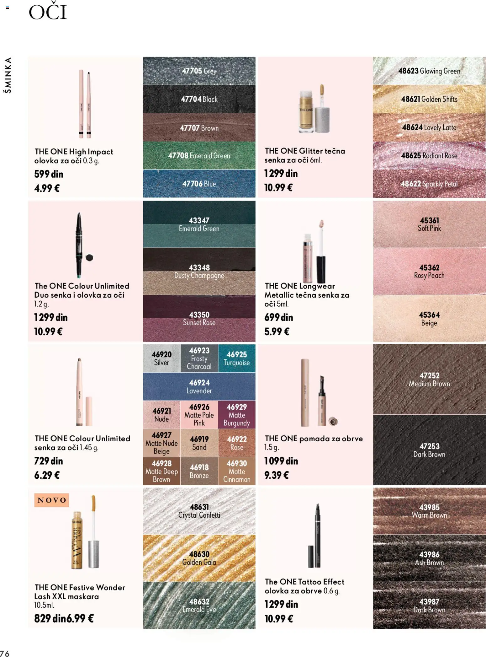 Oriflame katalog - važi od 18.11.2026 | Strana: 76 | Proizvode: Šminka, Maskara, Olovka za oči