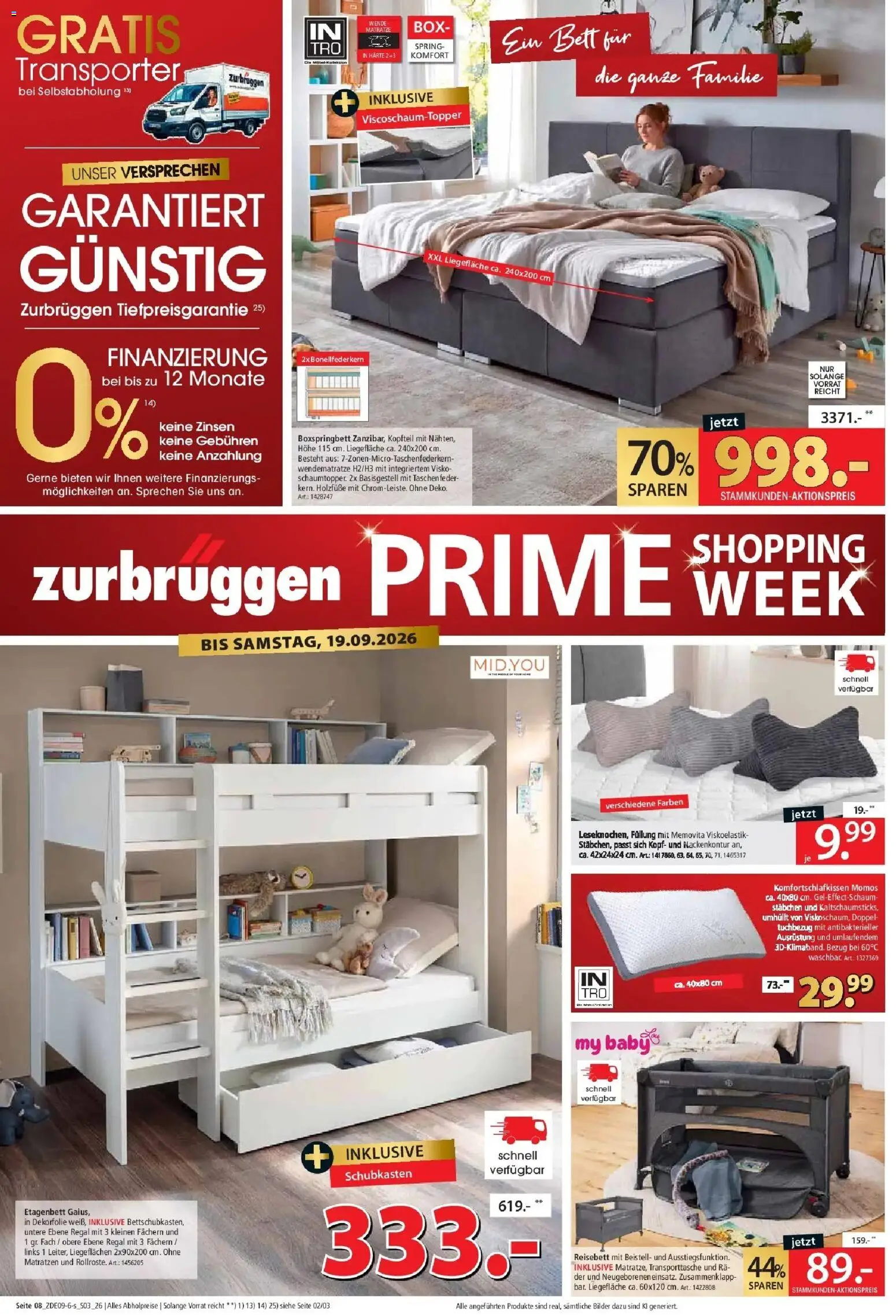 Zurbrüggen Prime Shopping week (ab 05.09.2026) zum Blättern | Seite: 10 | Produkte: Bett, Matratze, Regal, Box