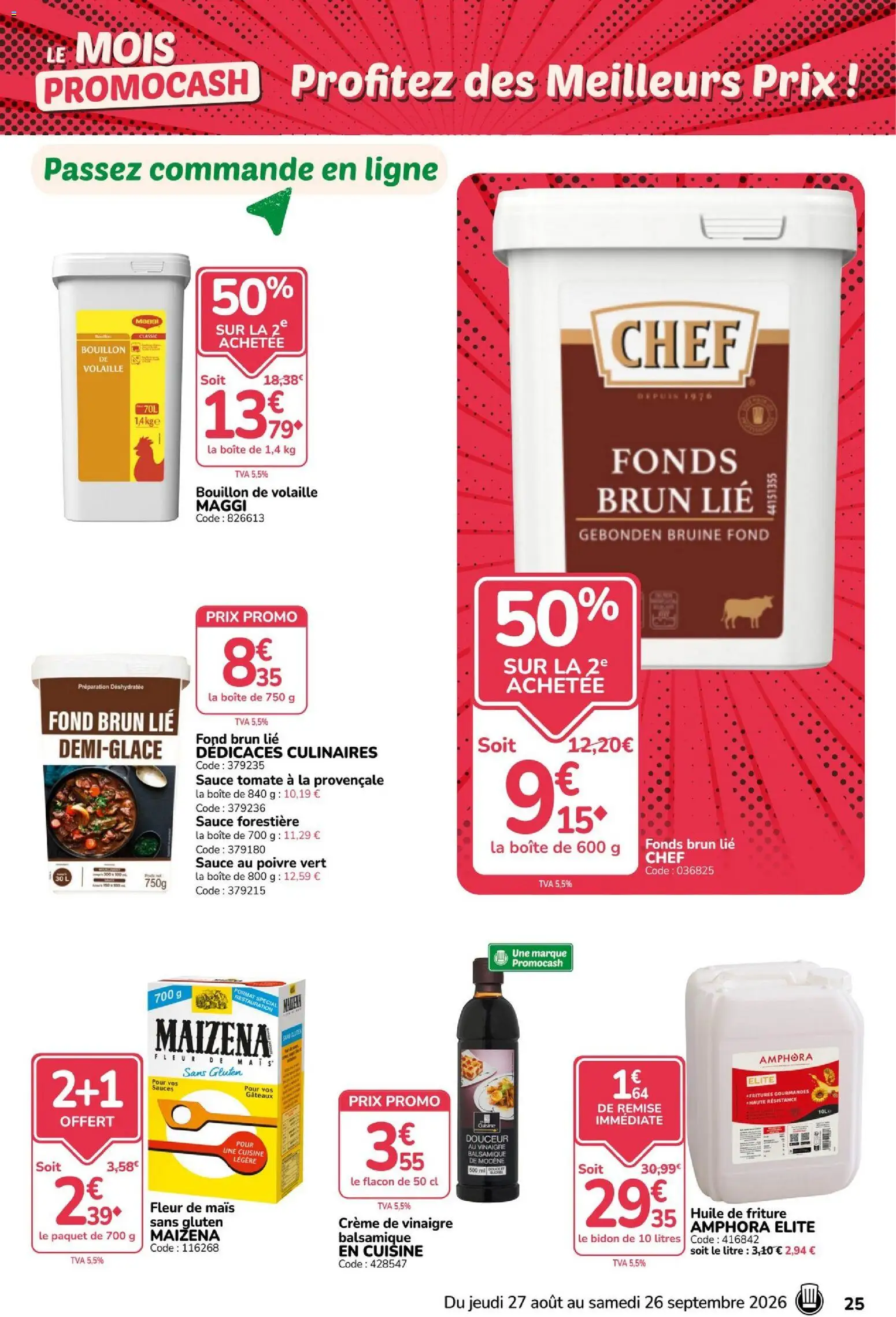 {H1} | Page: 25 | Produits: Mais, Bouillon, Huile de friture, Vinaigre