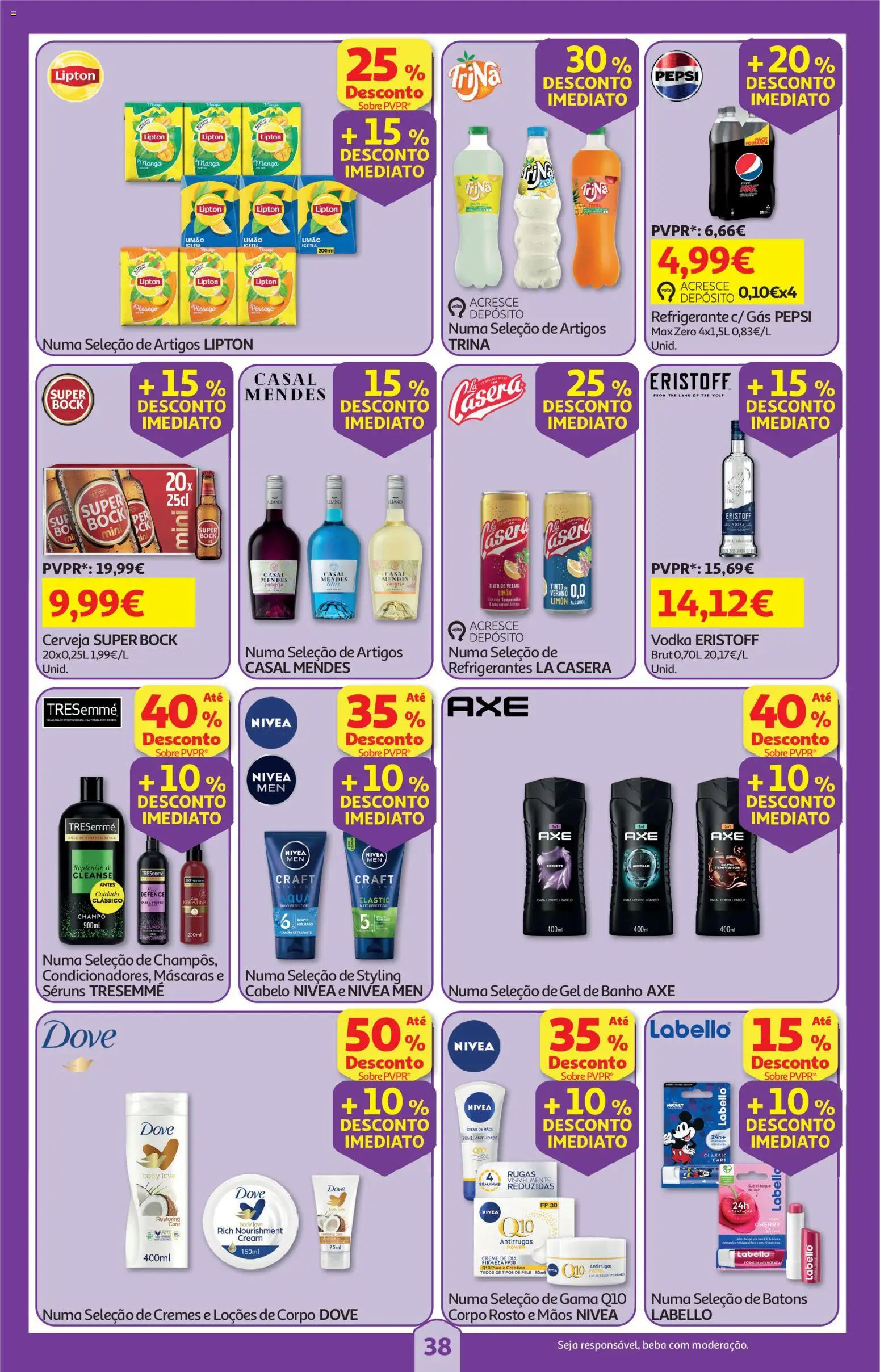 Auchan folheto │ válido de 04.06.2026 | Página: 38 | Produtos: Super bock, Gel de banho, Banho, Cerveja