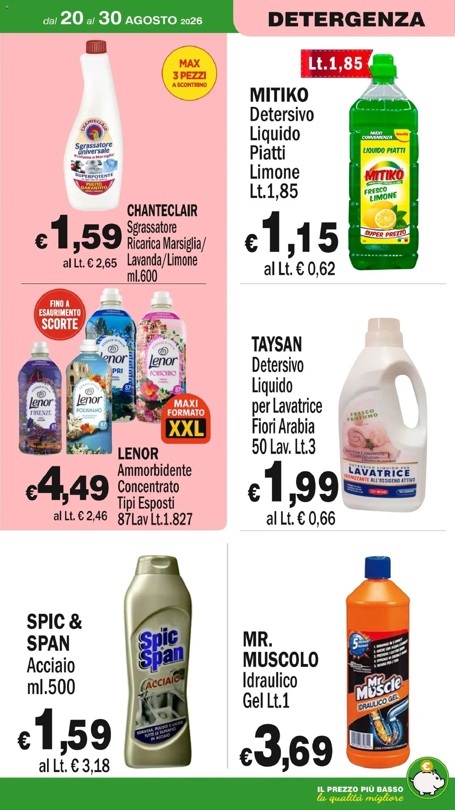 Volantino Primo Prezzo del 20/08/2026 | Pagina: 23 | Prodotti: Ammorbidente, Limone, Fiori, Profumo