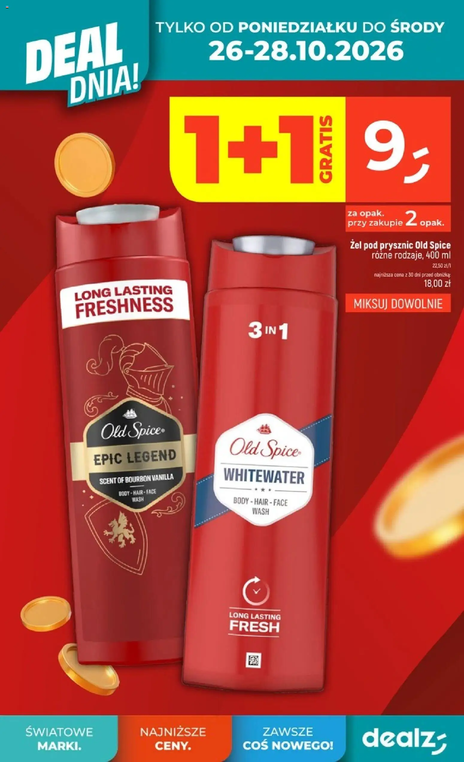 Dealz gazetka - Deal dnia od 22.10.2026 | Strona: 8 | Produkty: Prysznic, Body, Żel pod prysznic, Old spice
