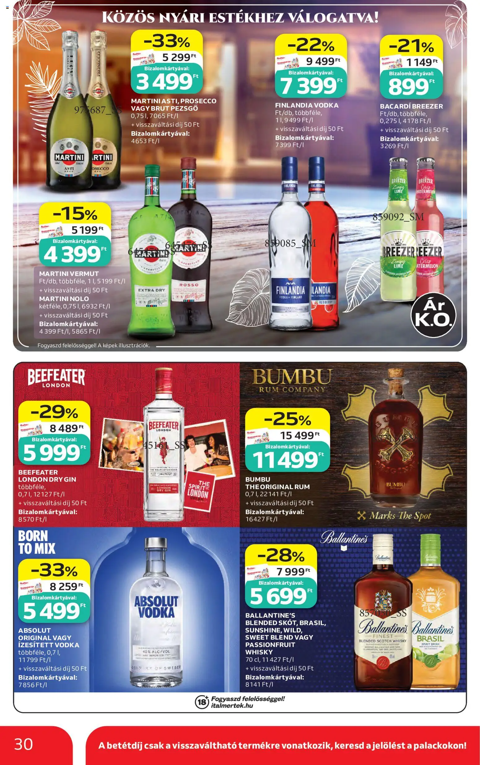 Auchan akciós ujság - amely érvényes a következő dátumtól: 2026.07.23. | Oldal: 30 | Termékek: Bacardi, Pezsgő, Bacardi breezer, Whisky