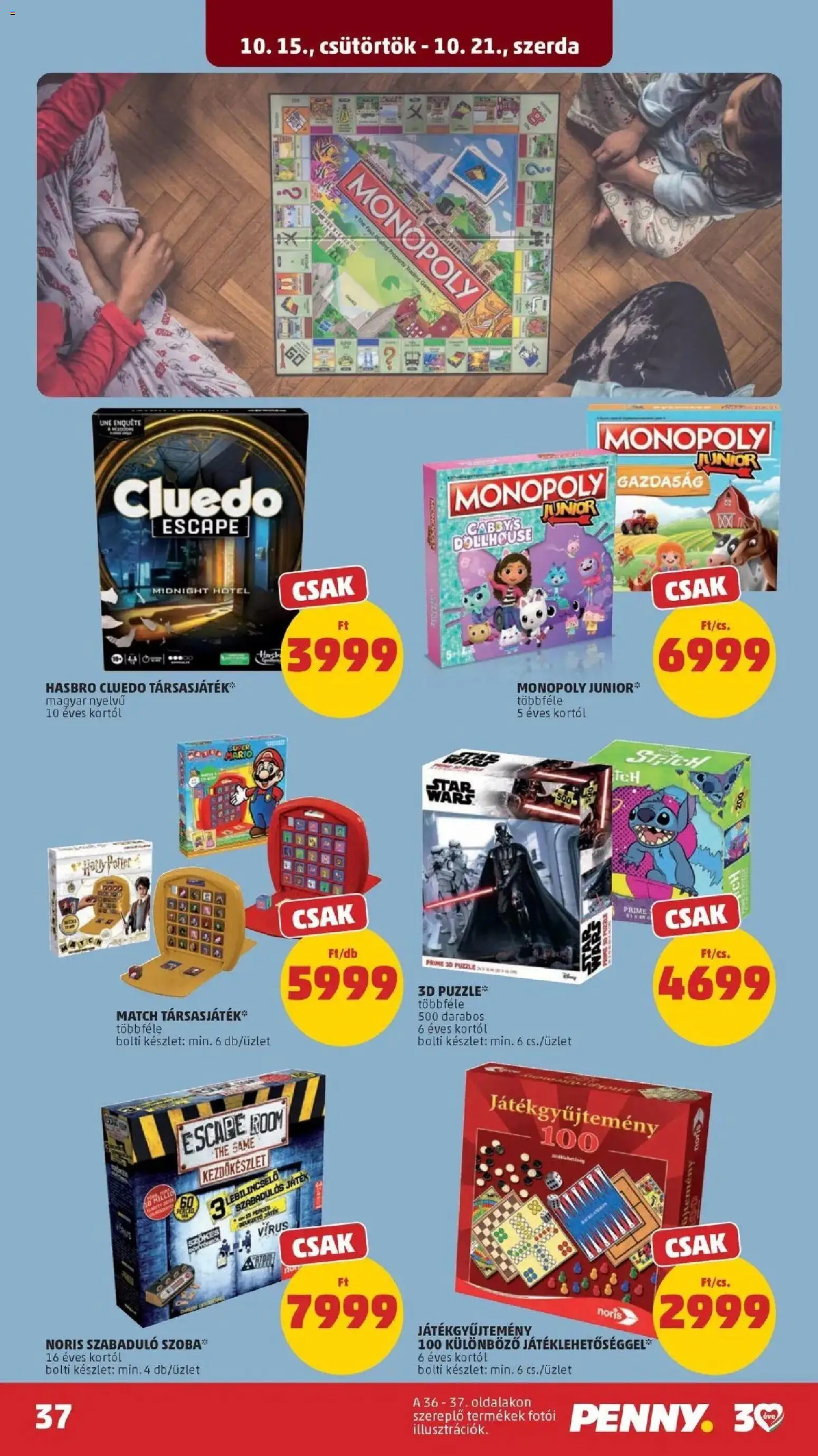 PENNY aktuális akciós újság: 2026.10.14.-tól lapozható | Oldal: 37 | Termékek: Puzzle, Játék, 3d puzzle, Társasjáték