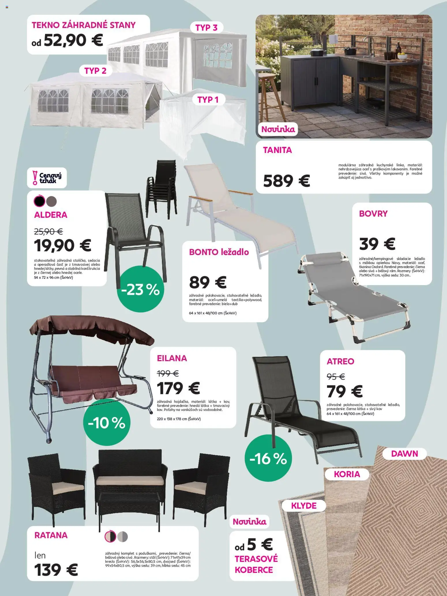 Nové Kondela akcie – leták je platný od 10.06.2026 | Strana: 7 | Produkty: Stôl, Kreslo, Koberce