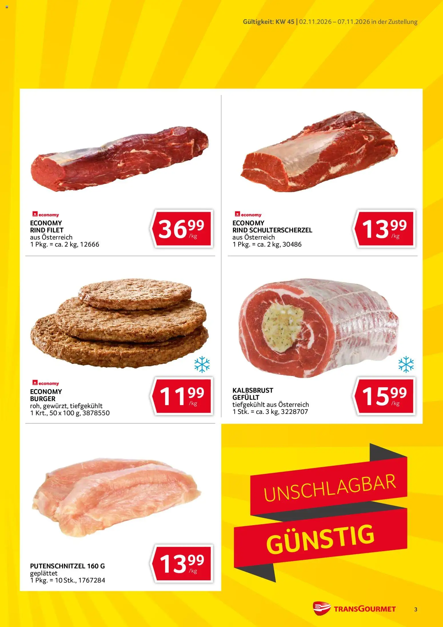 Transgourmet Flugblatt gültig ab 02.11.2026 | Seite: 3 | Produkte: Burger